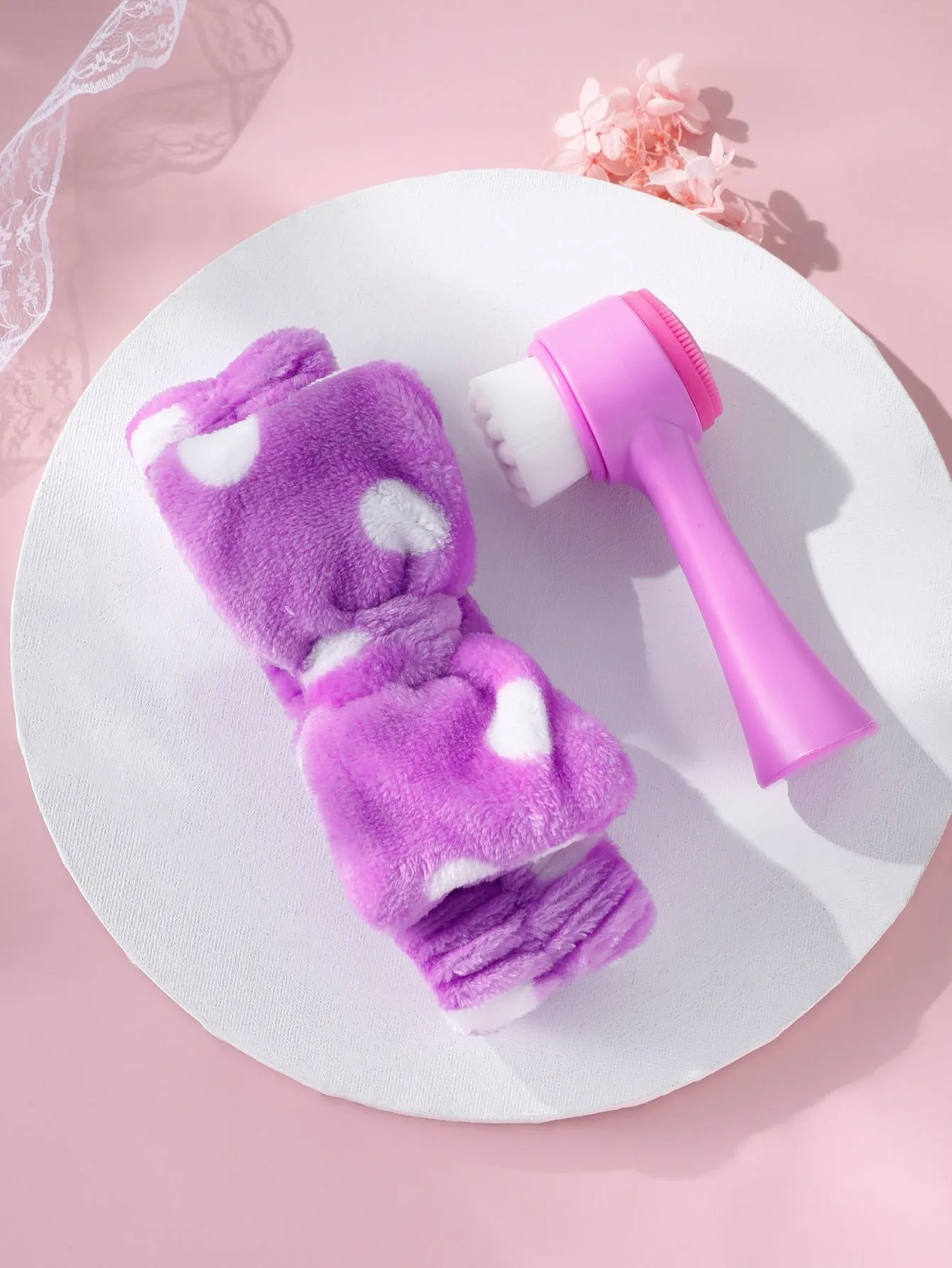 1pc Facial Cleansing Brush & 1pc Headband