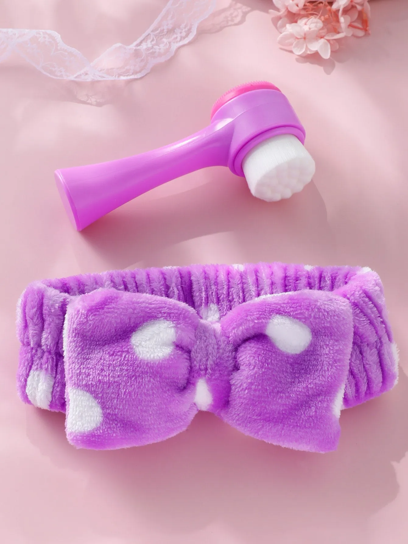 1pc Facial Cleansing Brush & 1pc Headband