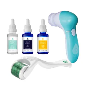 Advanced Facial Cleansing Brush, Anti-Aging Serum Set, and Micro Needle Derma Roller Bundle