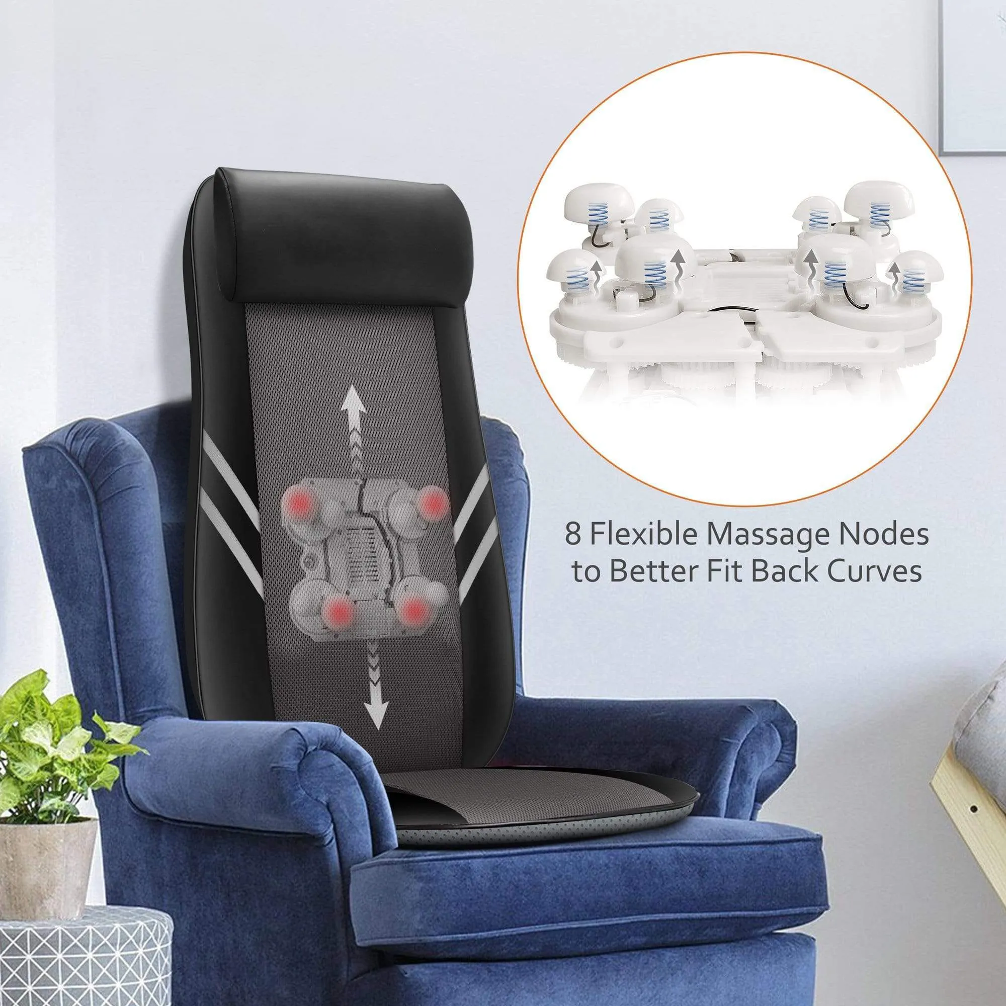 Back Massager with Heat，Rolling Kneading Seat Massager & Massage Chair Pad - 296