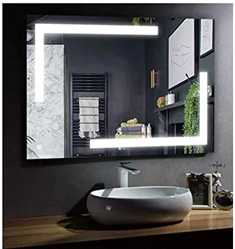 Cheval Glasses Rectangular Wall Mount LED Backlit Mirror Along with Touch Sensor (18x24Inches)