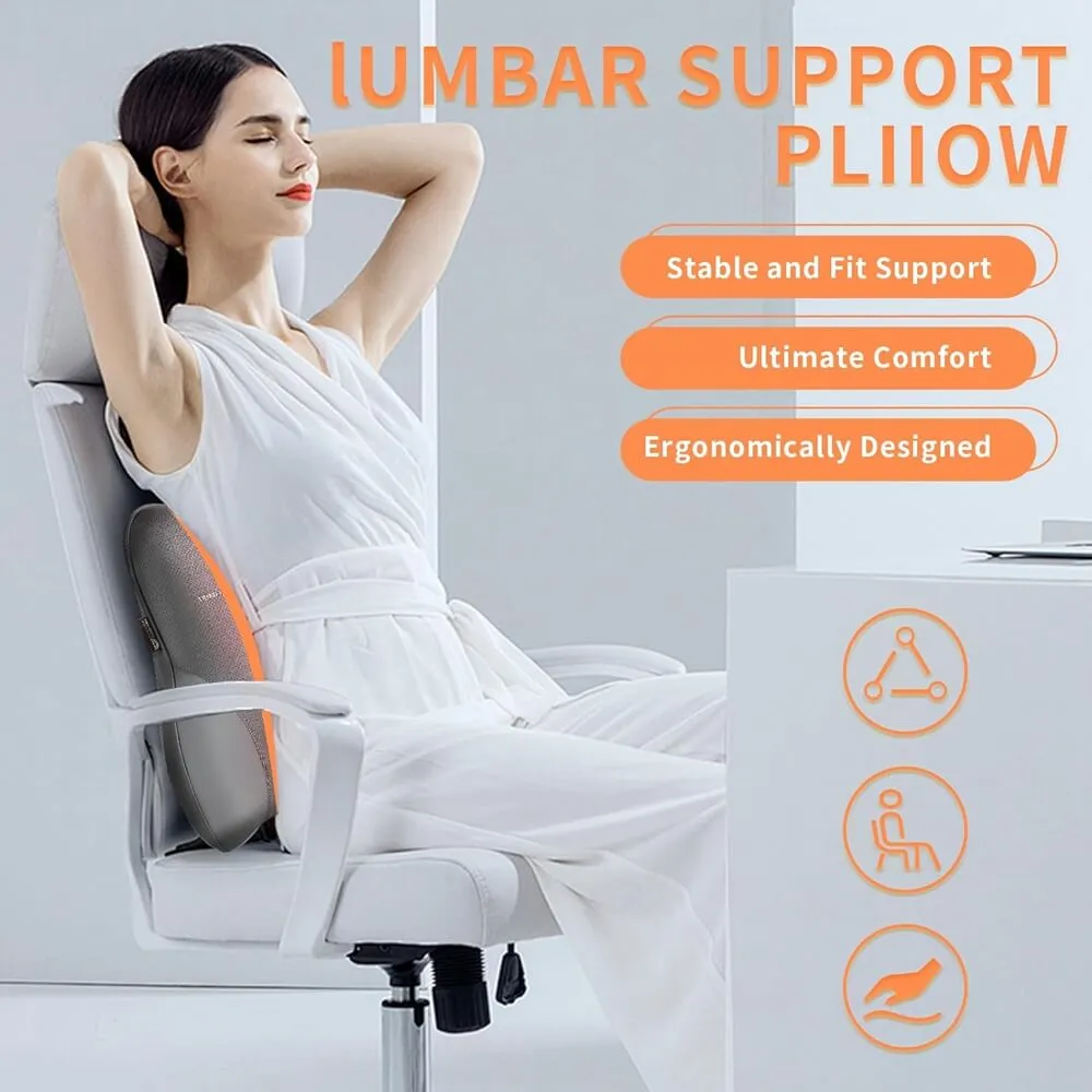 Coverado Leather Lumbar Support Pillow for Office Chair, Cars, Sofa with Detachable Memory Foam Back Support Pillow for Lower Back Pain