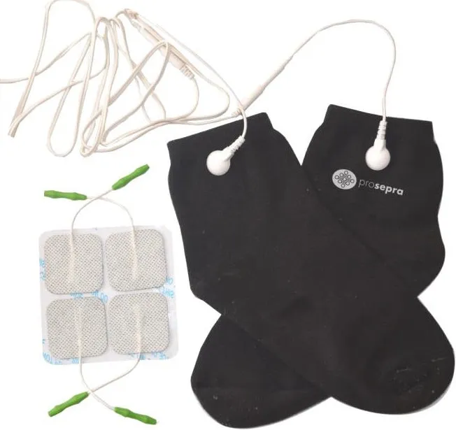 DL003-C Prospera electronic pulse massager refill socks (one pair), cables, 4 refill pads