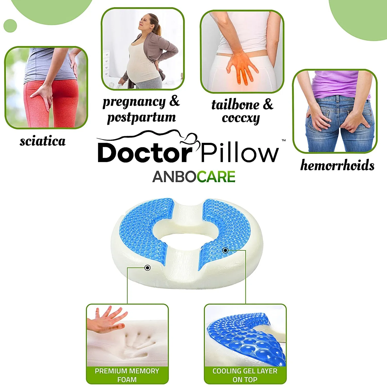 Dr Pillow Anbocare Orthopedic Donut Seat Cushion