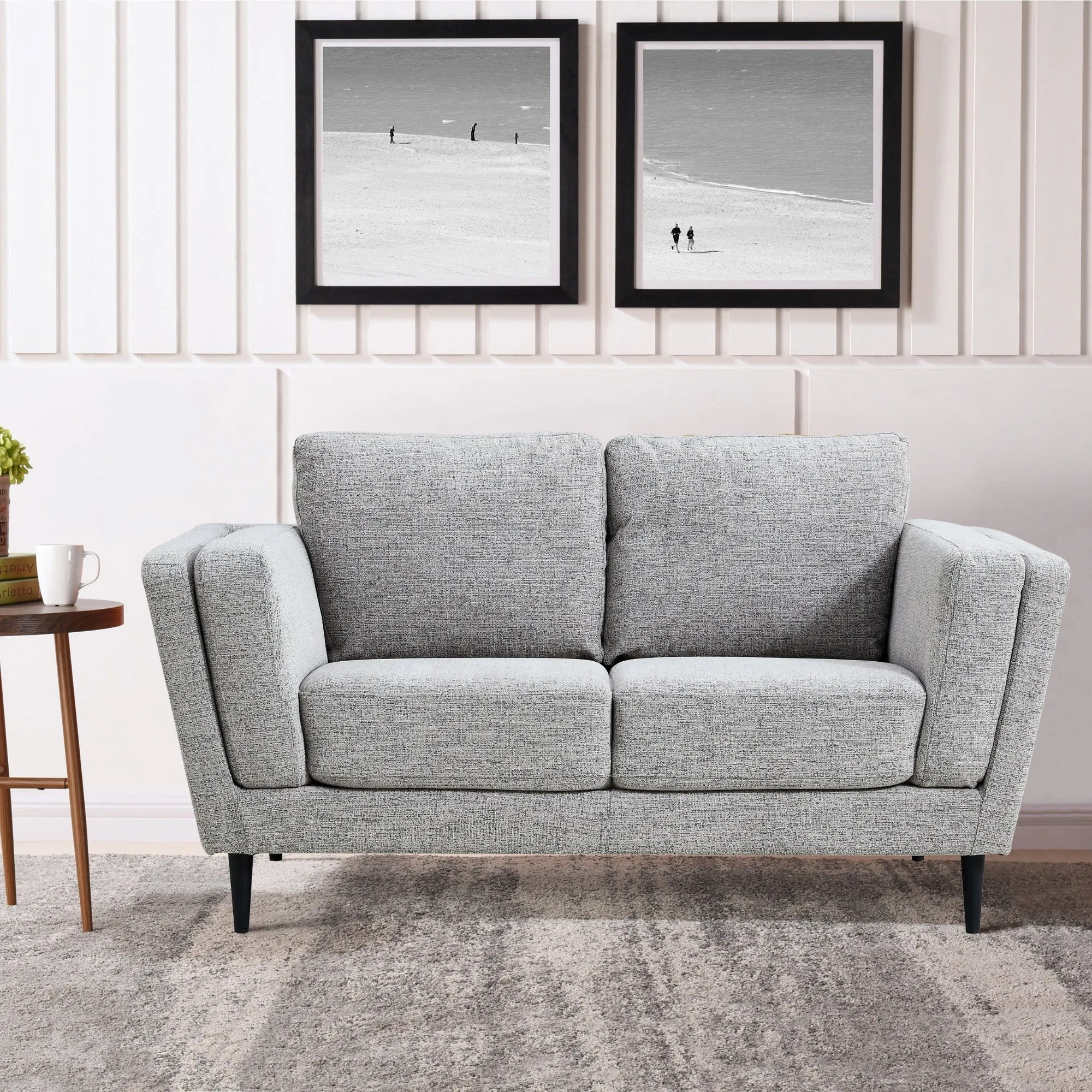 Durable 2-Seater Fabric Sofa with Steel Frame - Pepper