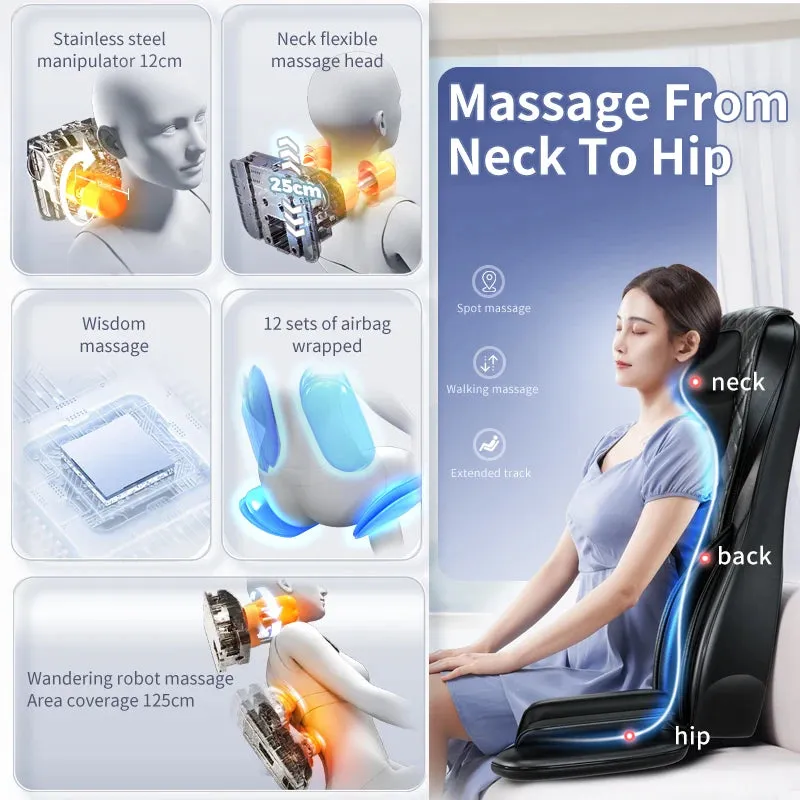 Electric Full Body Massage Cushion I Air Compress Heat Shiatsu Tapping Deep Kneading Vibration Back Massager Model MR1289