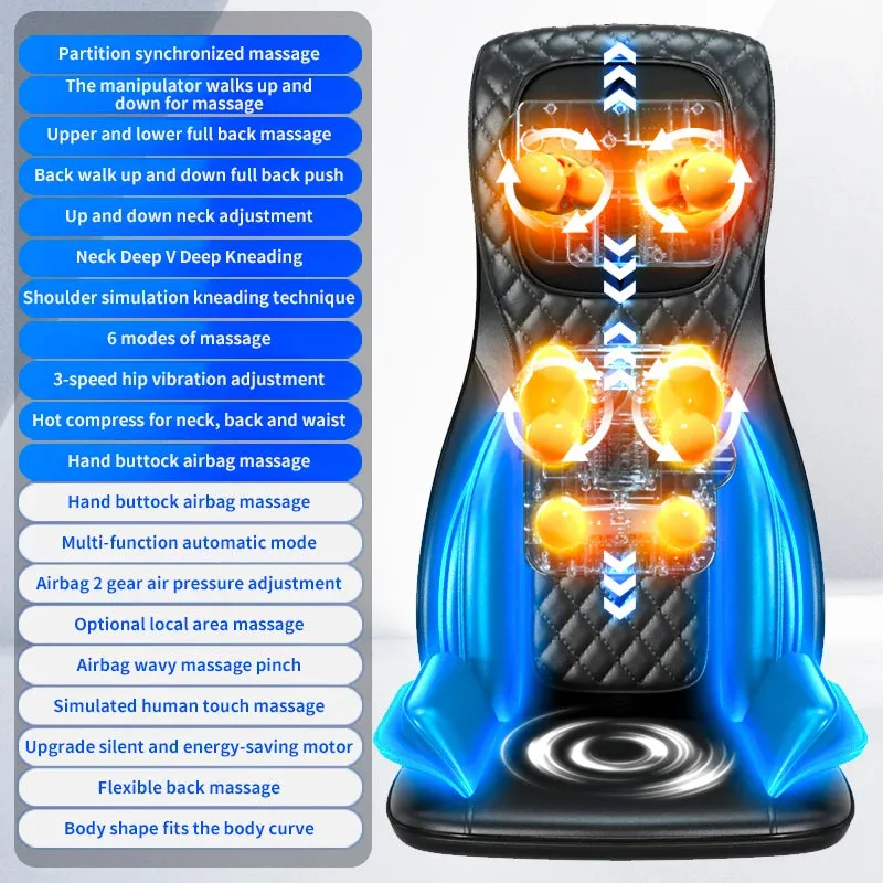 Electric Full Body Massage Cushion I Air Compress Heat Shiatsu Tapping Deep Kneading Vibration Back Massager Model MR1289