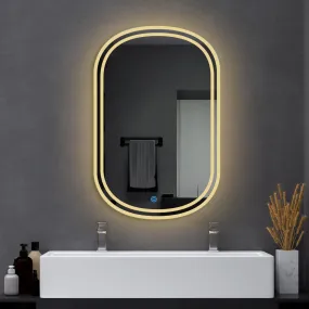 FLAIR GLASS 24x36 Inch Duo Edge Oval LED Mirror with Warm Light | Stylish Wall-Mounted Vanity Mirror for Bathroom, Bedroom, and Living Room | Energy-Efficient, Modern Design for Home Décor