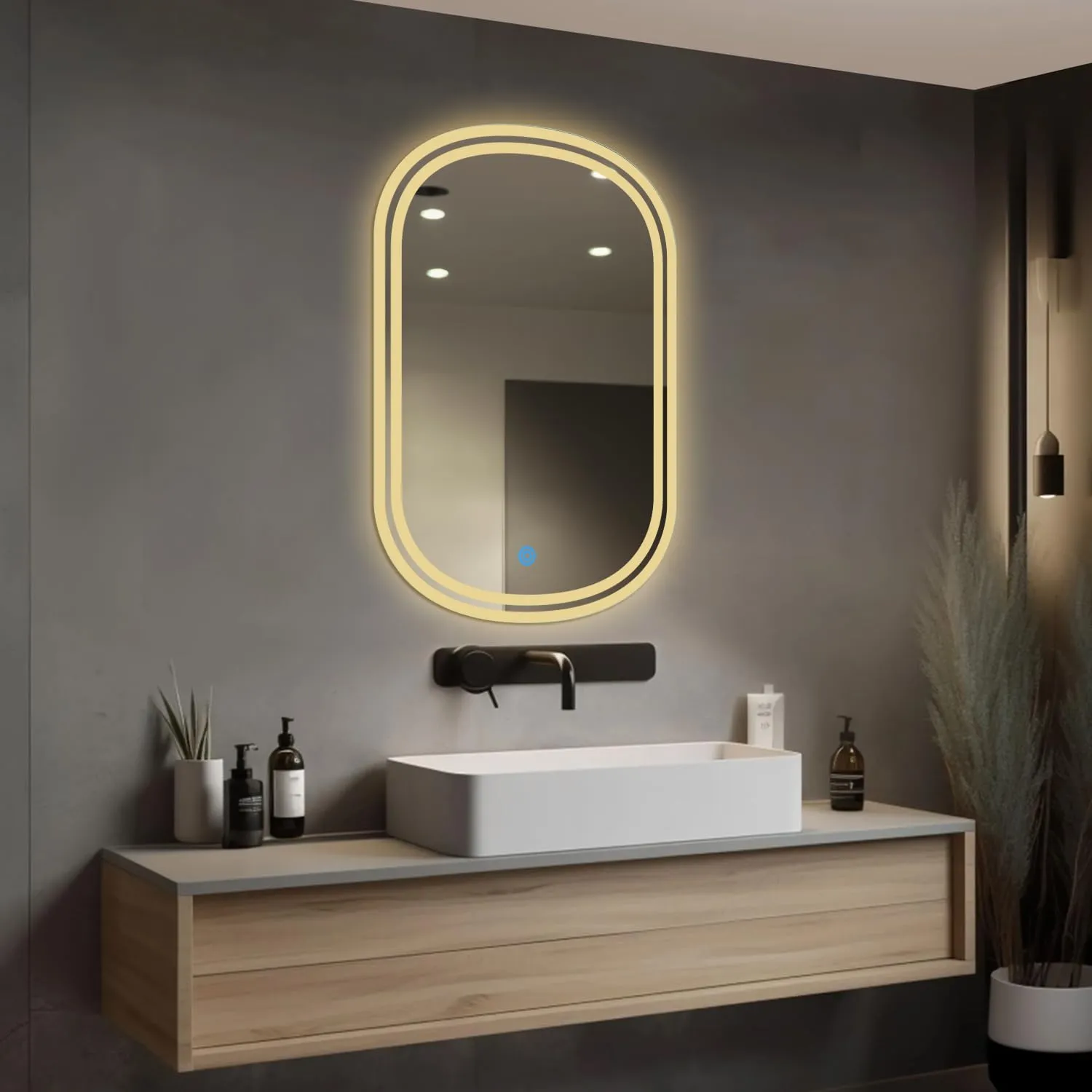 FLAIR GLASS 24x36 Inch Duo Edge Oval LED Mirror with Warm Light | Stylish Wall-Mounted Vanity Mirror for Bathroom, Bedroom, and Living Room | Energy-Efficient, Modern Design for Home Décor