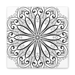 Handmade Mandala Art - Black & White Canvas