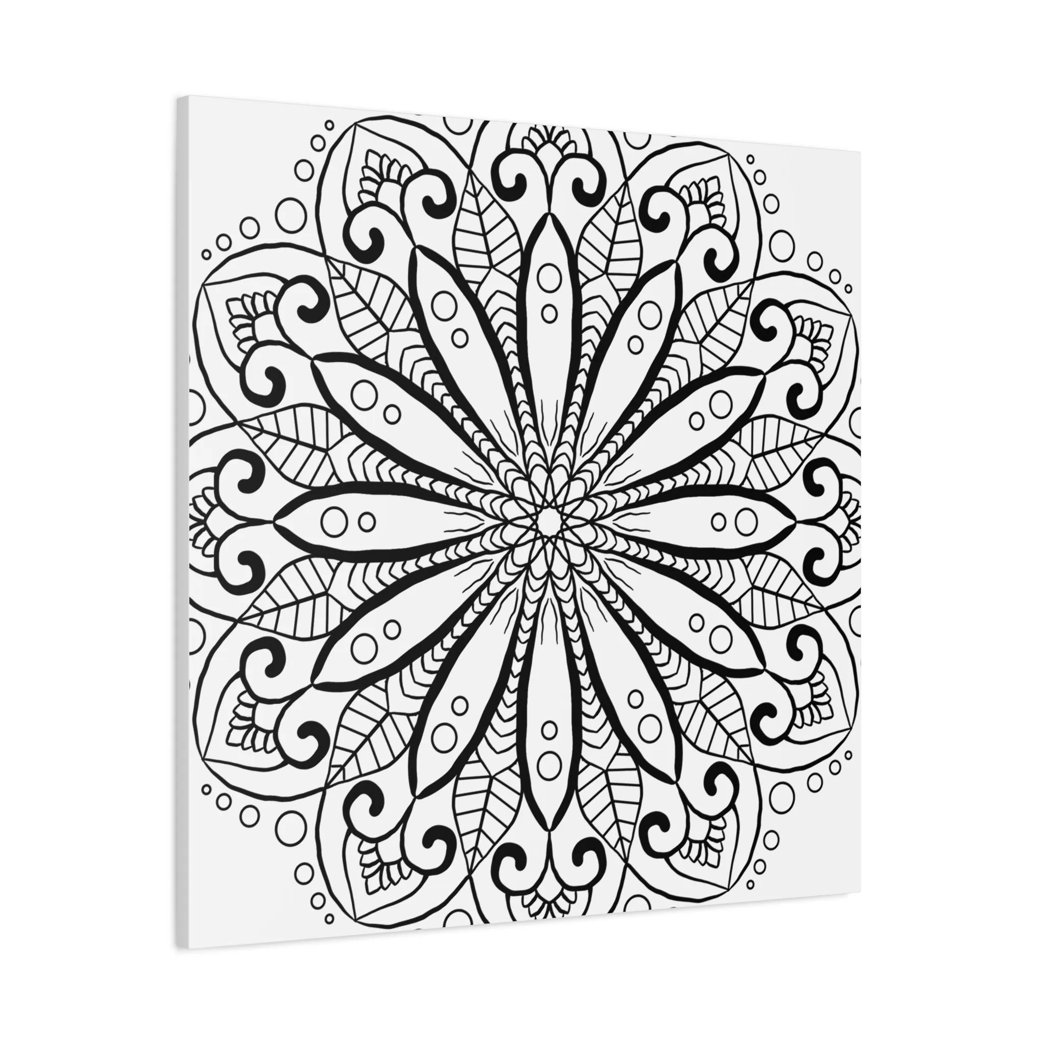 Handmade Mandala Art - Black & White Canvas