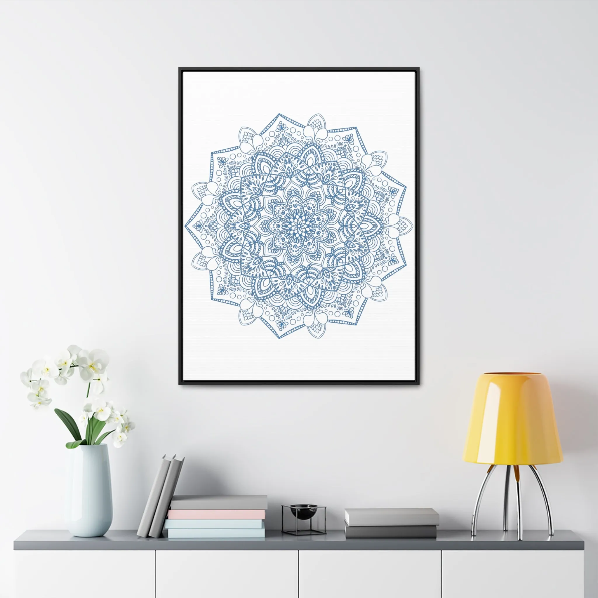 Handmade Mandala Art - Steel Blue - Gallery Canvas Wraps