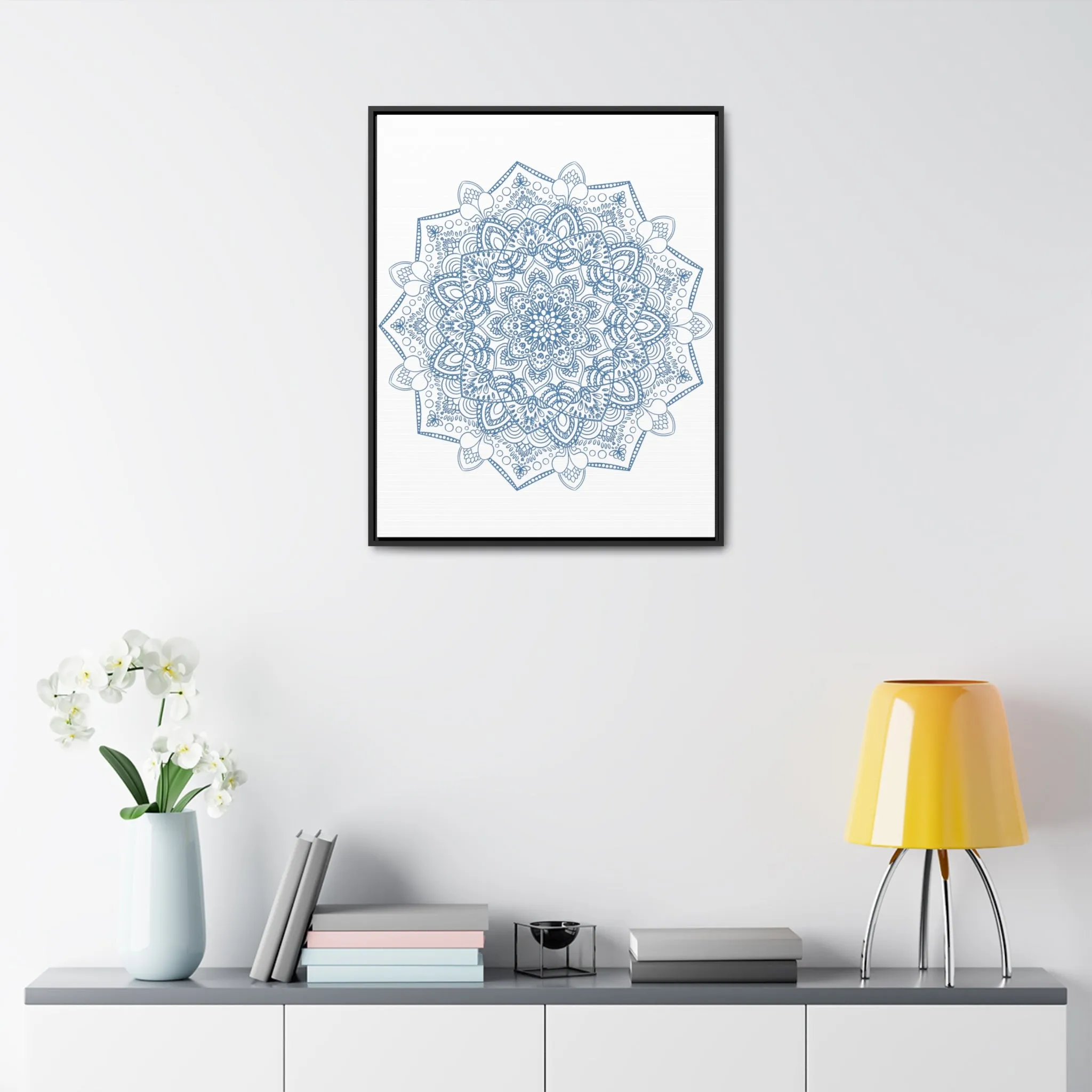 Handmade Mandala Art - Steel Blue - Gallery Canvas Wraps