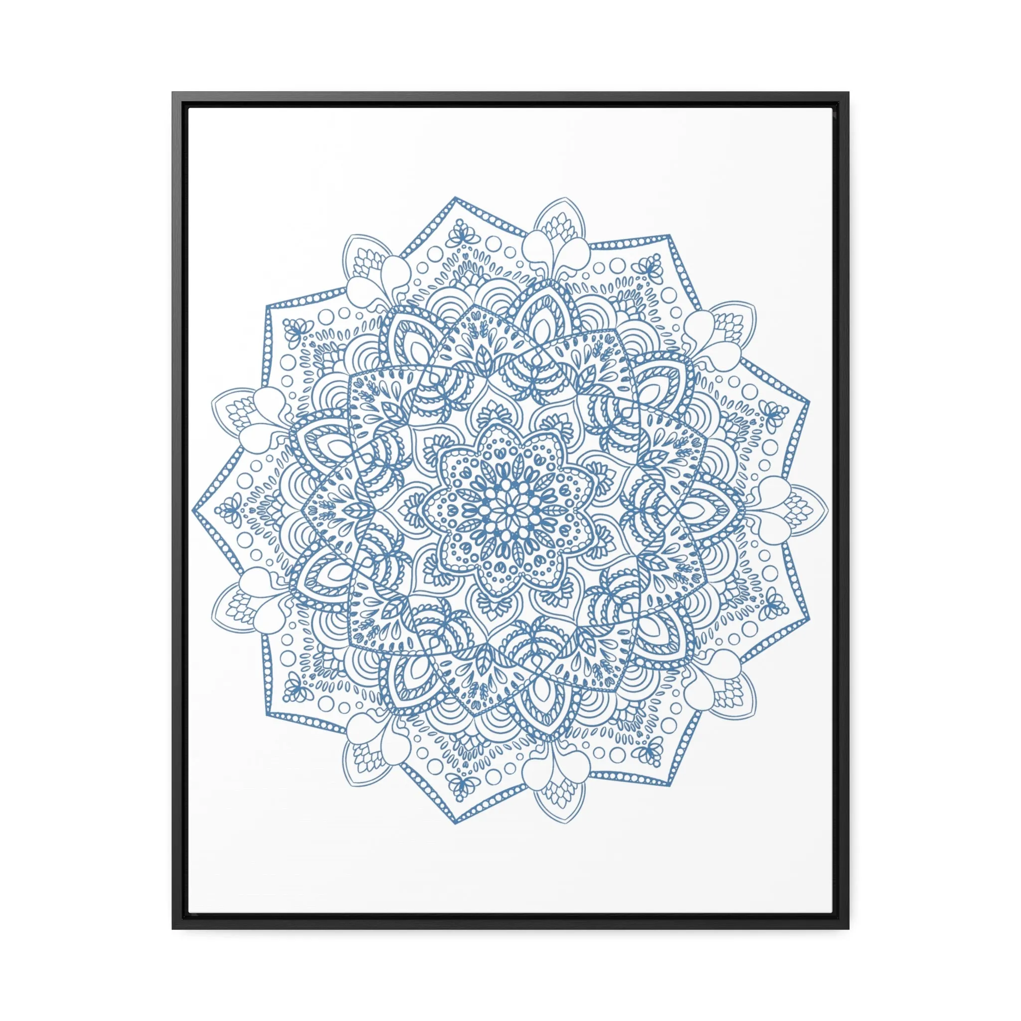 Handmade Mandala Art - Steel Blue - Gallery Canvas Wraps