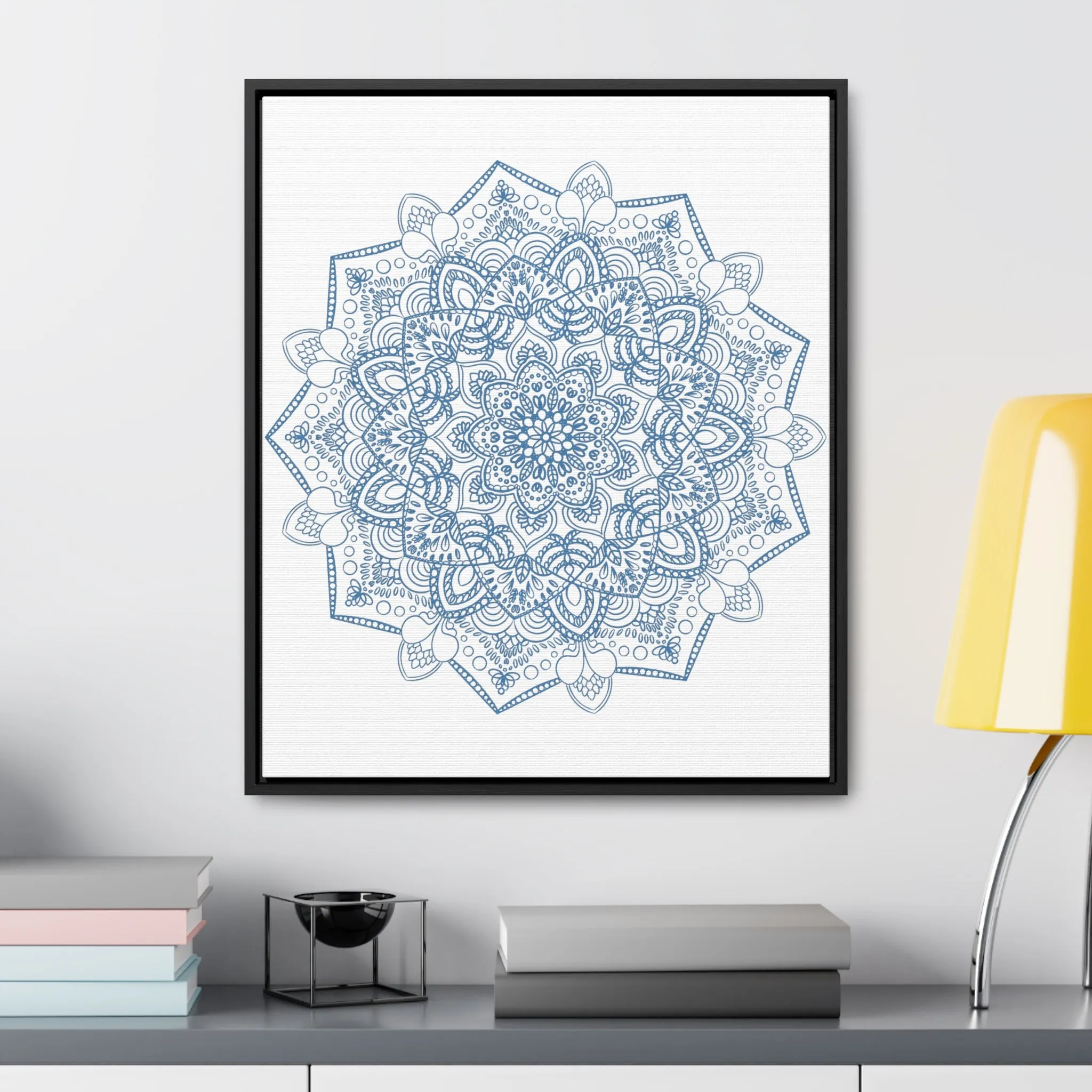 Handmade Mandala Art - Steel Blue - Gallery Canvas Wraps