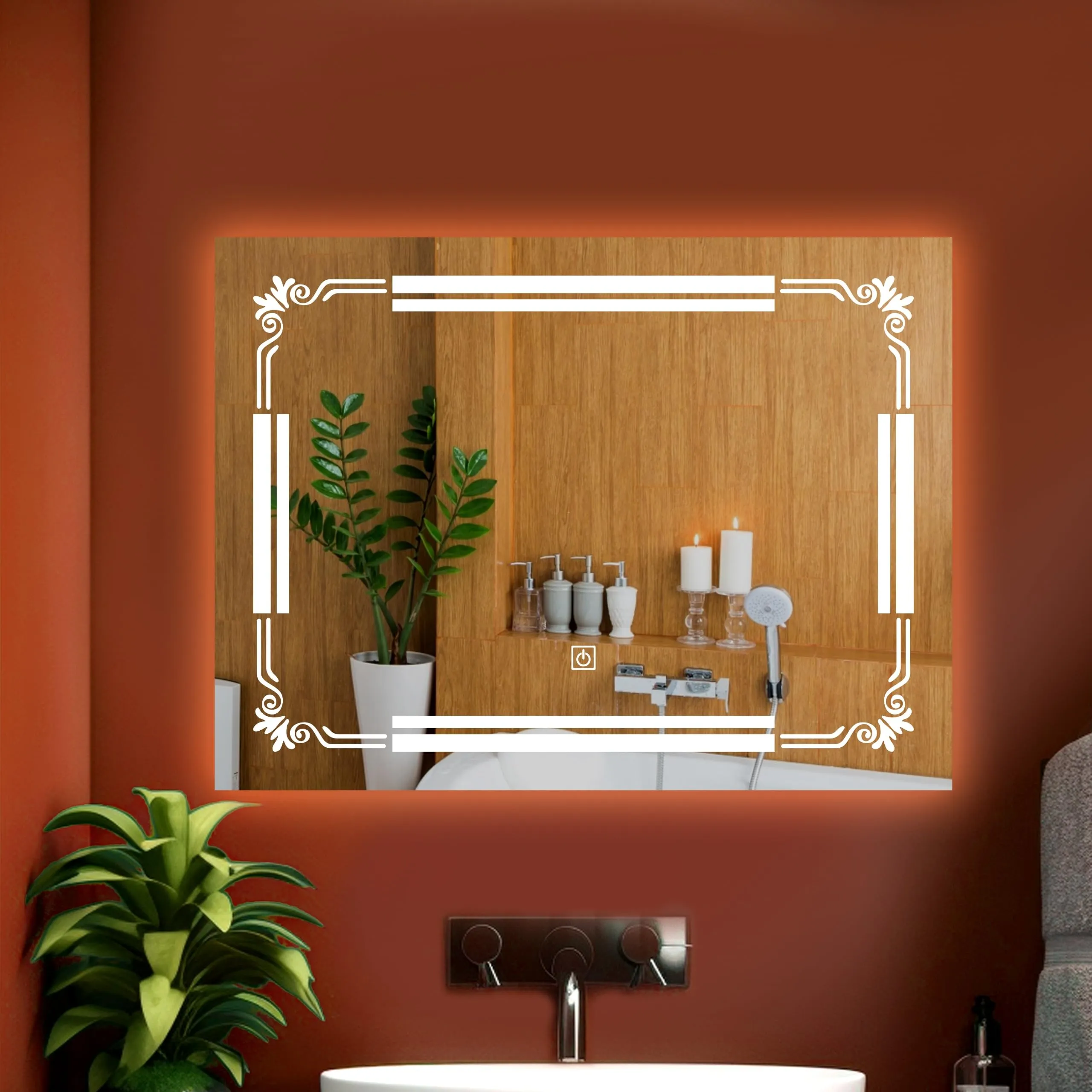 Horizontal LED Bathroom Mirror with 3 Lighting Options (Warm, White, Natural White) - Stylish Illumination for Your Wash Basin 18 X24 INCH