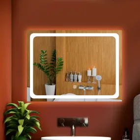 Horizontal LED Bathroom Mirror with 3 Lighting Options (Warm, White, Natural White) - Stylish Illumination for Your Wash Basin(18 X24 INCH)