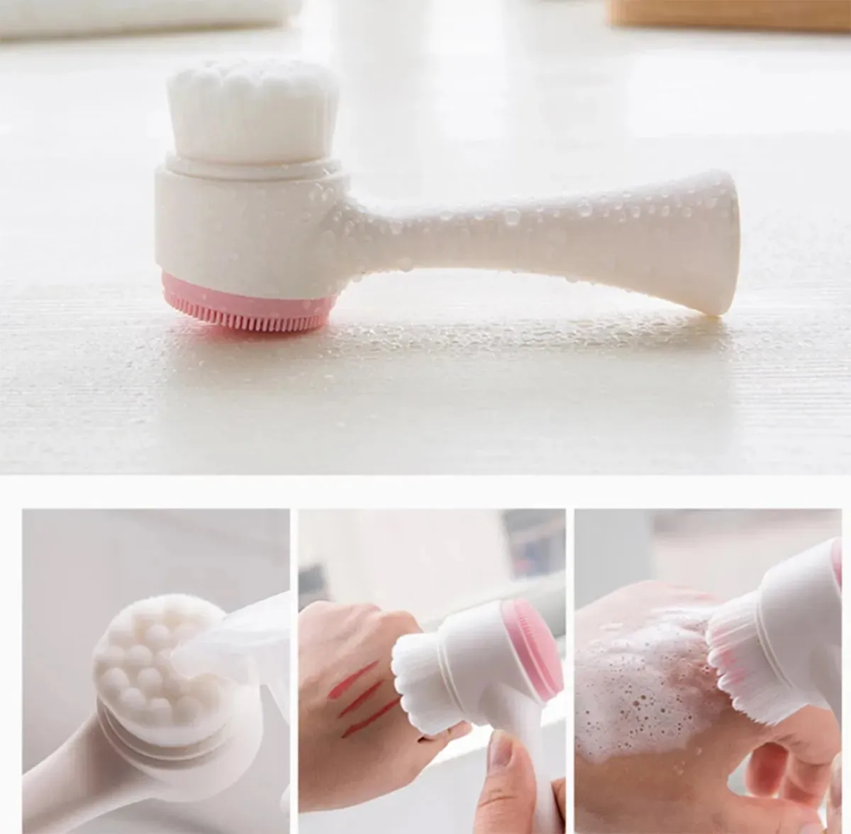 Julystar 1 Piece Double Sided Silicon & Fiber Deep and Clean Facial Cleansing Brush