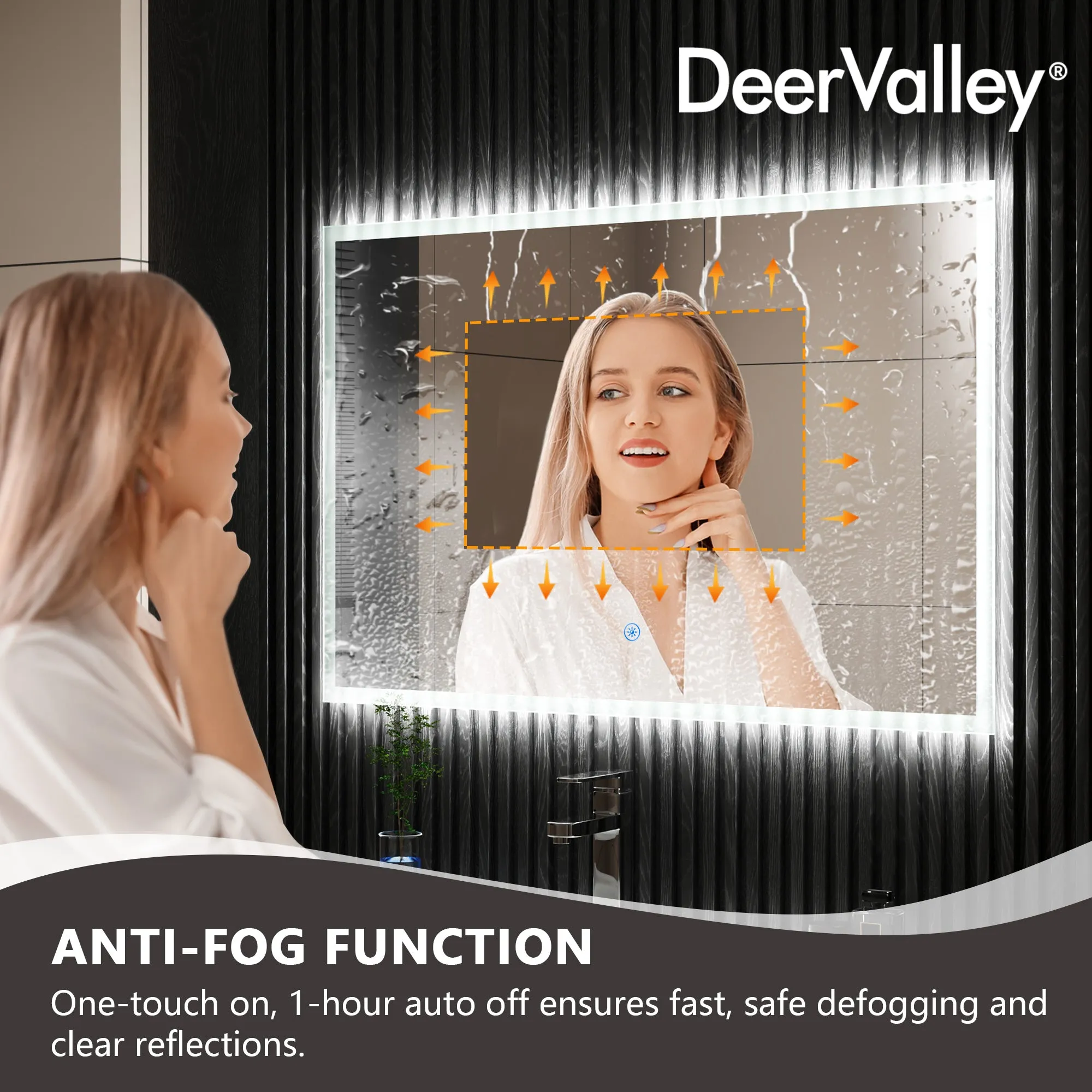 Led Bathroom Mirror with Lights, Smart Dimmable Vanity Mirrors for Wall, Anti-Fog Makeup Mirror