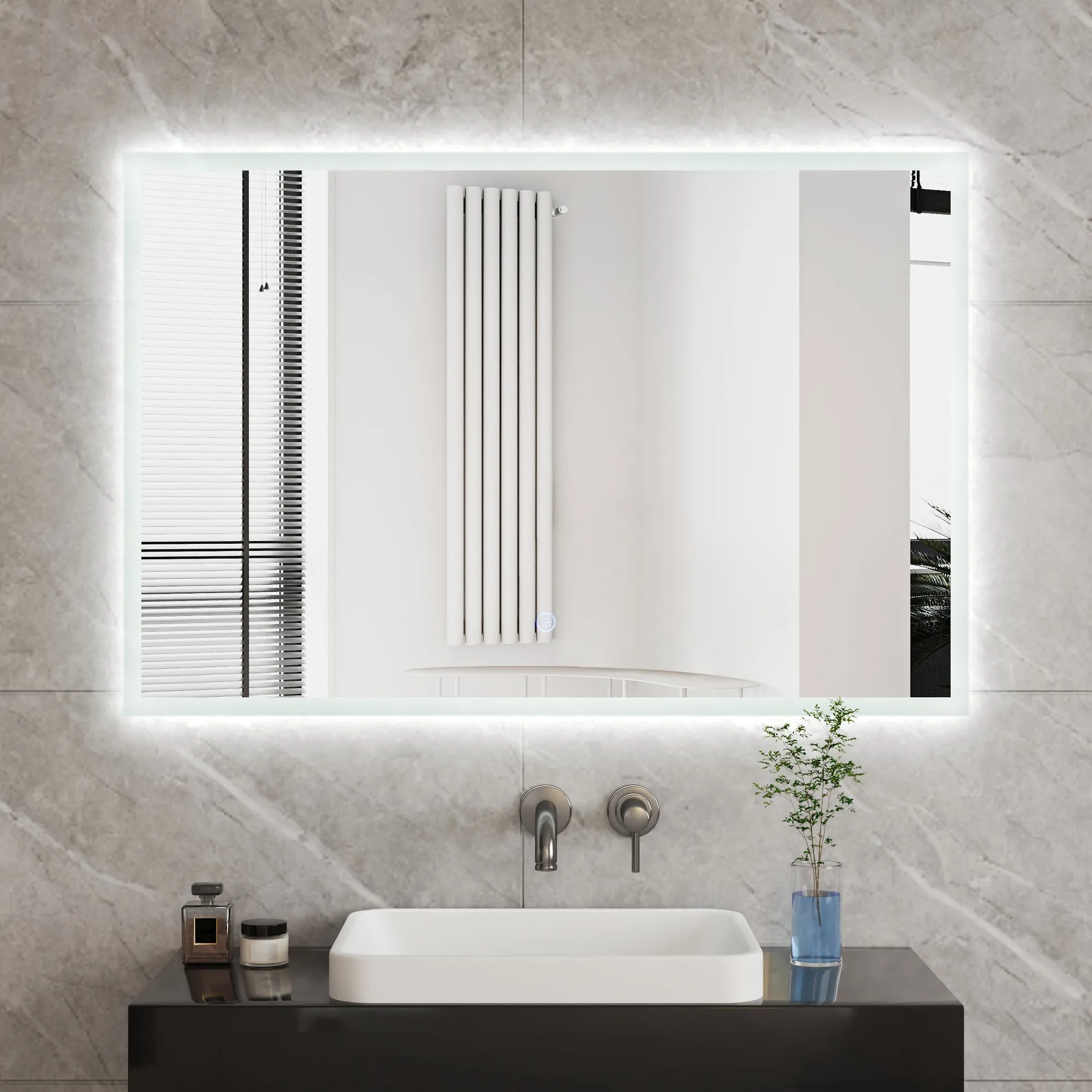 Led Bathroom Mirror with Lights, Smart Dimmable Vanity Mirrors for Wall, Anti-Fog Makeup Mirror