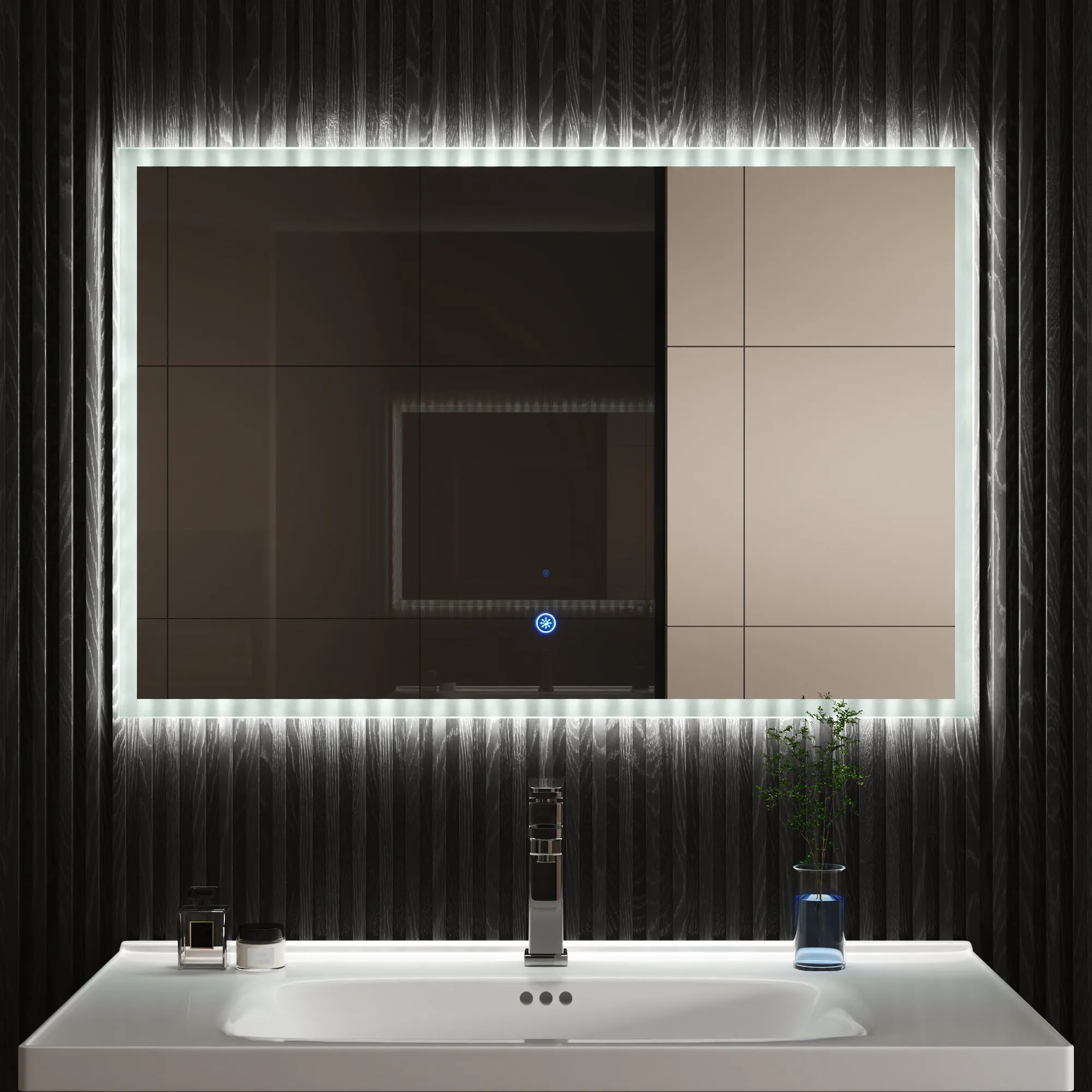 Led Bathroom Mirror with Lights, Smart Dimmable Vanity Mirrors for Wall, Anti-Fog Makeup Mirror