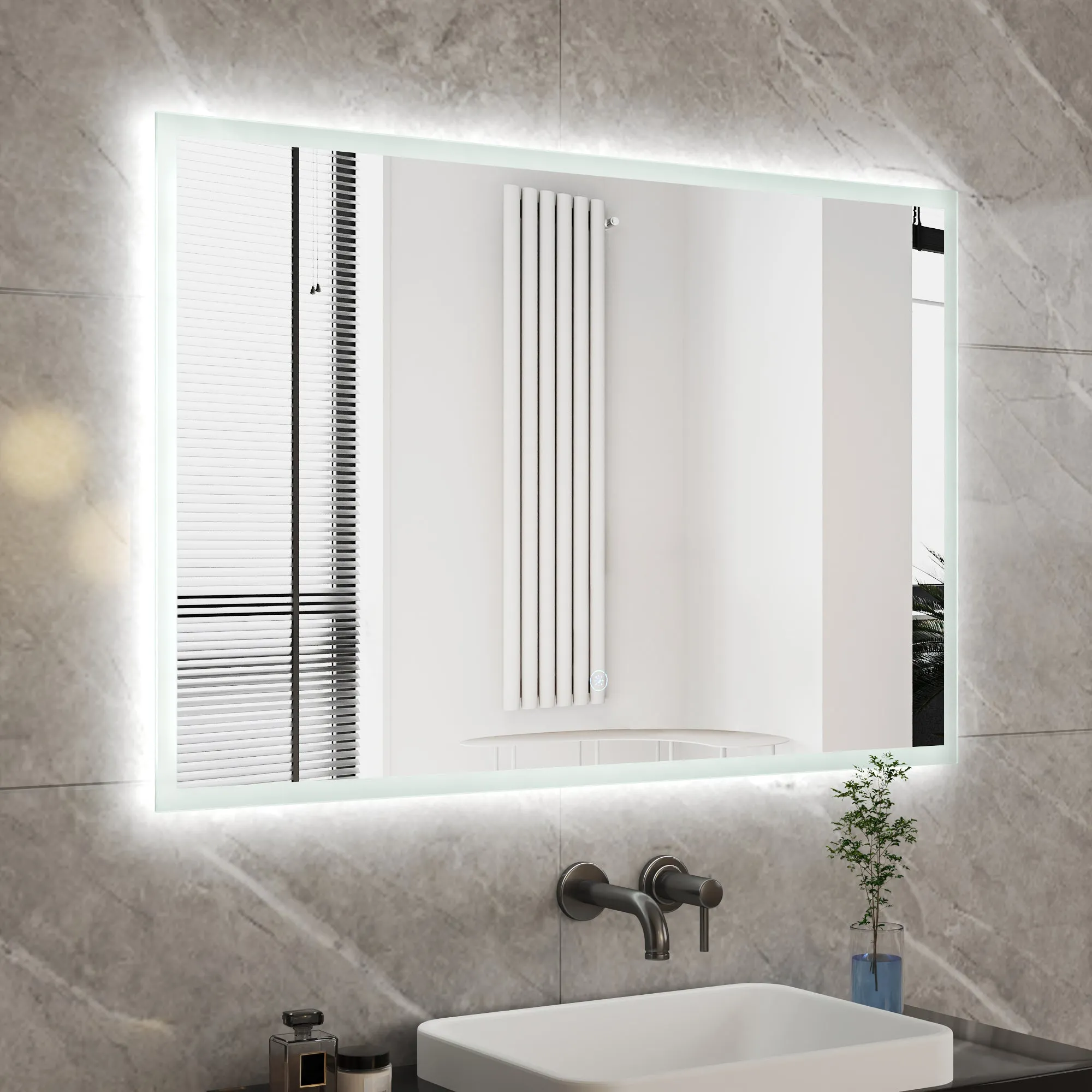 Led Bathroom Mirror with Lights, Smart Dimmable Vanity Mirrors for Wall, Anti-Fog Makeup Mirror