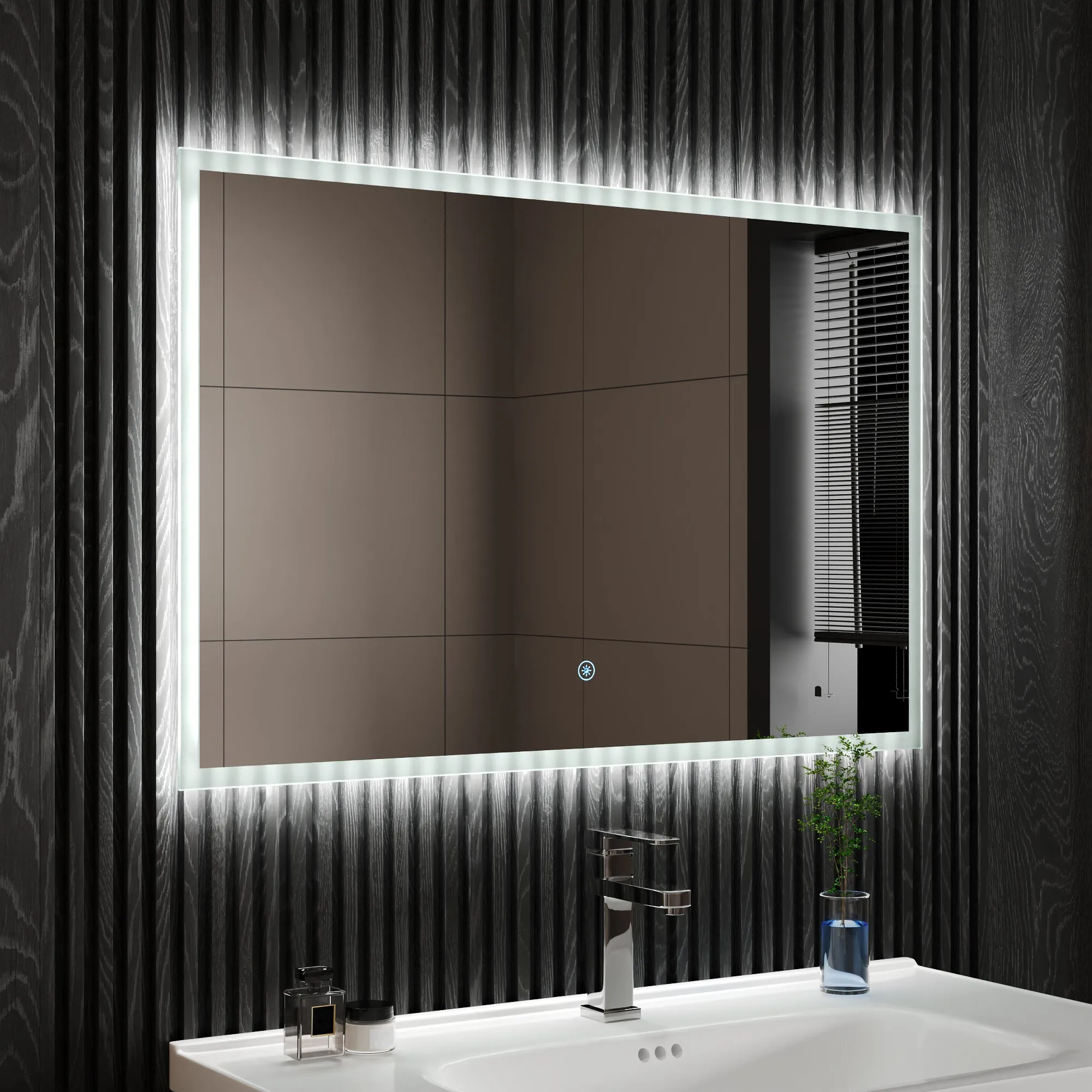 Led Bathroom Mirror with Lights, Smart Dimmable Vanity Mirrors for Wall, Anti-Fog Makeup Mirror