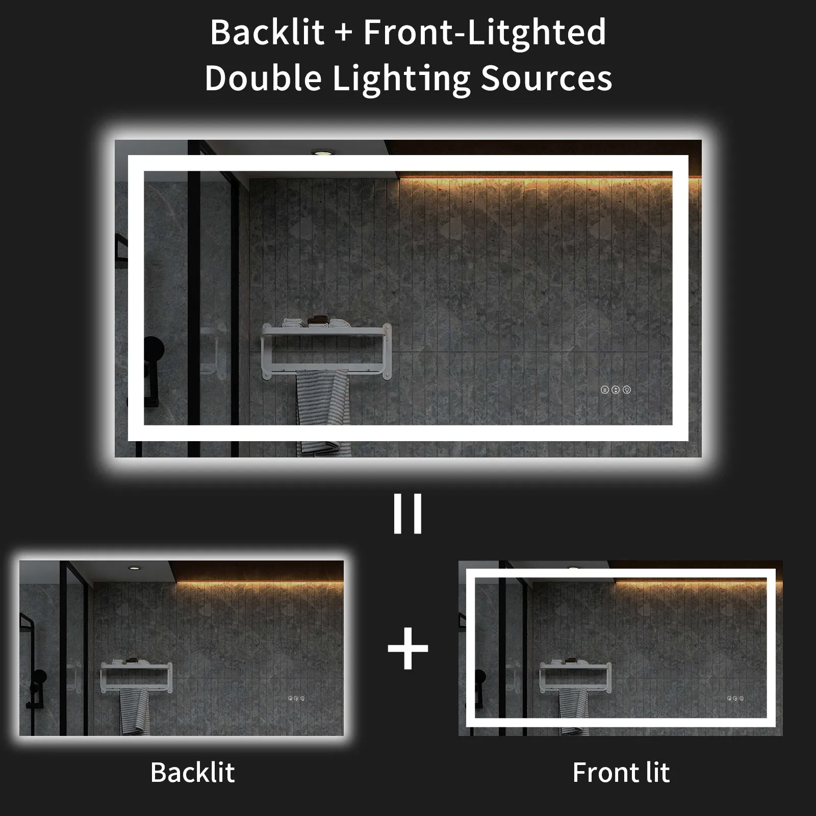 LED Mirror with Front & Backlit  20 to 55 in