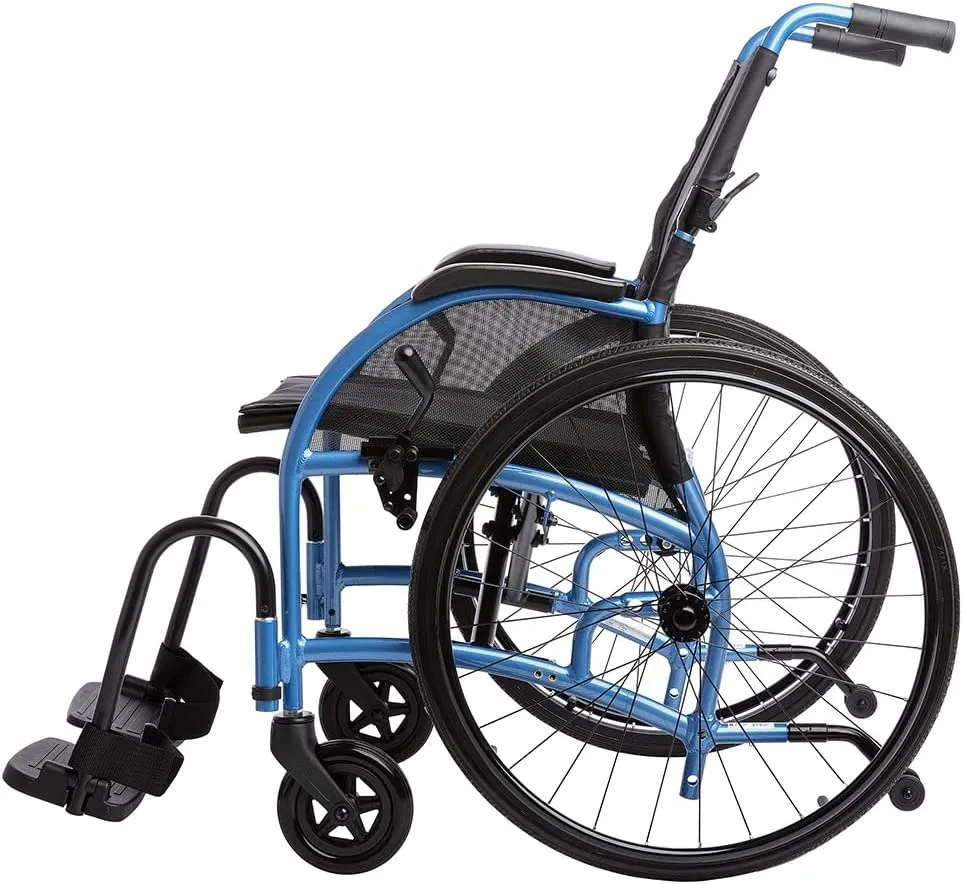 Lightweight Foldable Wheelchair I Built-in Adjustable Lumbar Support I 20" Seat (24" Rear Wheels)