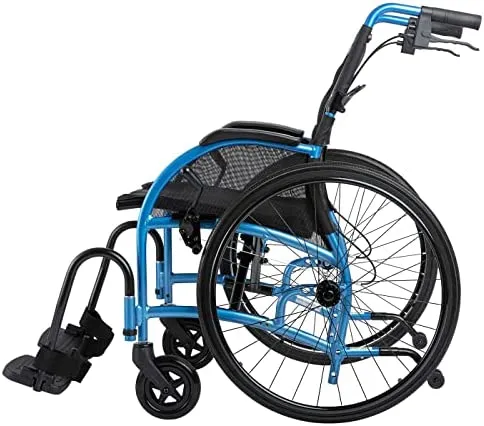 Lightweight Foldable Wheelchair I Built-in Adjustable Lumbar Support I 20" Seat (24" Rear Wheels)