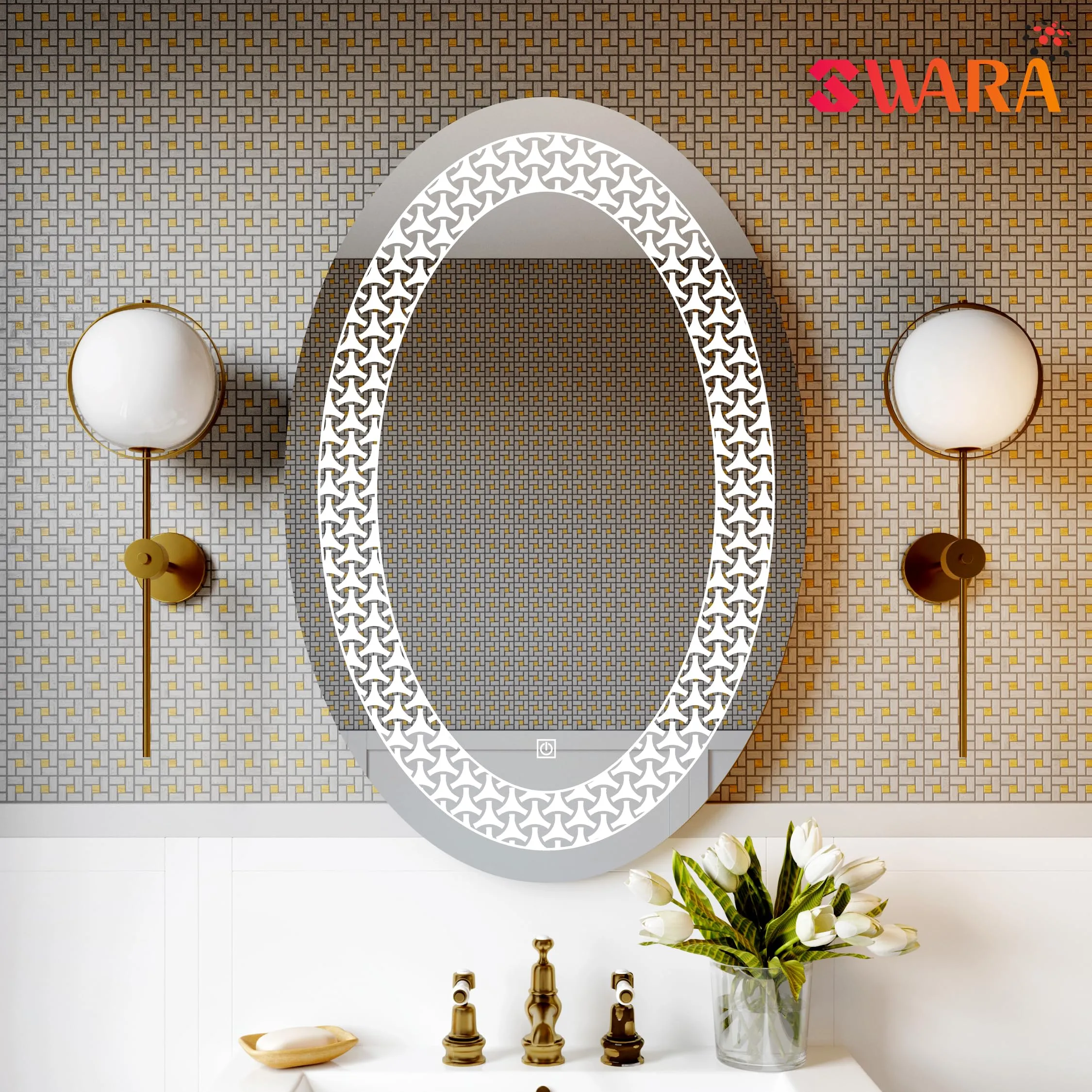 LUPPRA Oval Wall Mounting Mirror with Light |Bathroom Mirror,Venity Mirror,Smart Mirror Size 18X24 inch| LED Mirror 3 Tone (Cool White, Natural White, Warm White).