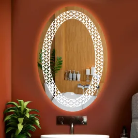 LUPPRA Oval Wall Mounting Mirror with Light |Bathroom Mirror,Venity Mirror,Smart Mirror Size 18X24 inch| LED Mirror 3 Tone (Cool White, Natural White, Warm White).