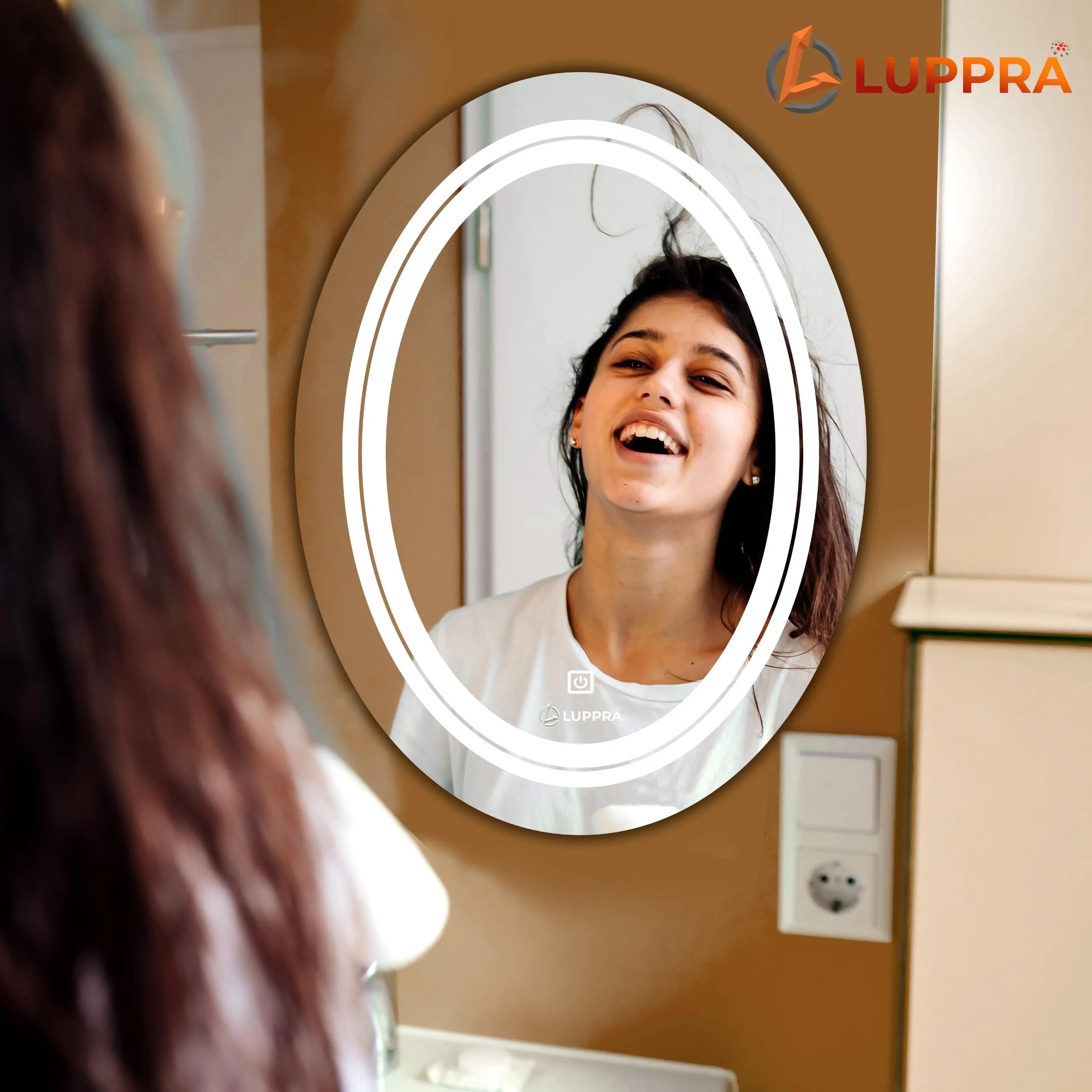 LUPPRA Oval Wall Mounting Mirror with Light |Bathroom Mirror,Venity Mirror,Smart Mirror Size 18X24| LED Mirror 3 Tone (Cool White, Natural White, Warm White)