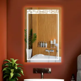 LUPPRA Rectangular Wall Mounting Mirror with Light |Bathroom Mirror,Venity Mirror,Smart Mirror Size 18X24 INCH | LED Mirror 3 Tone (Cool White, Natural White, Warm White)