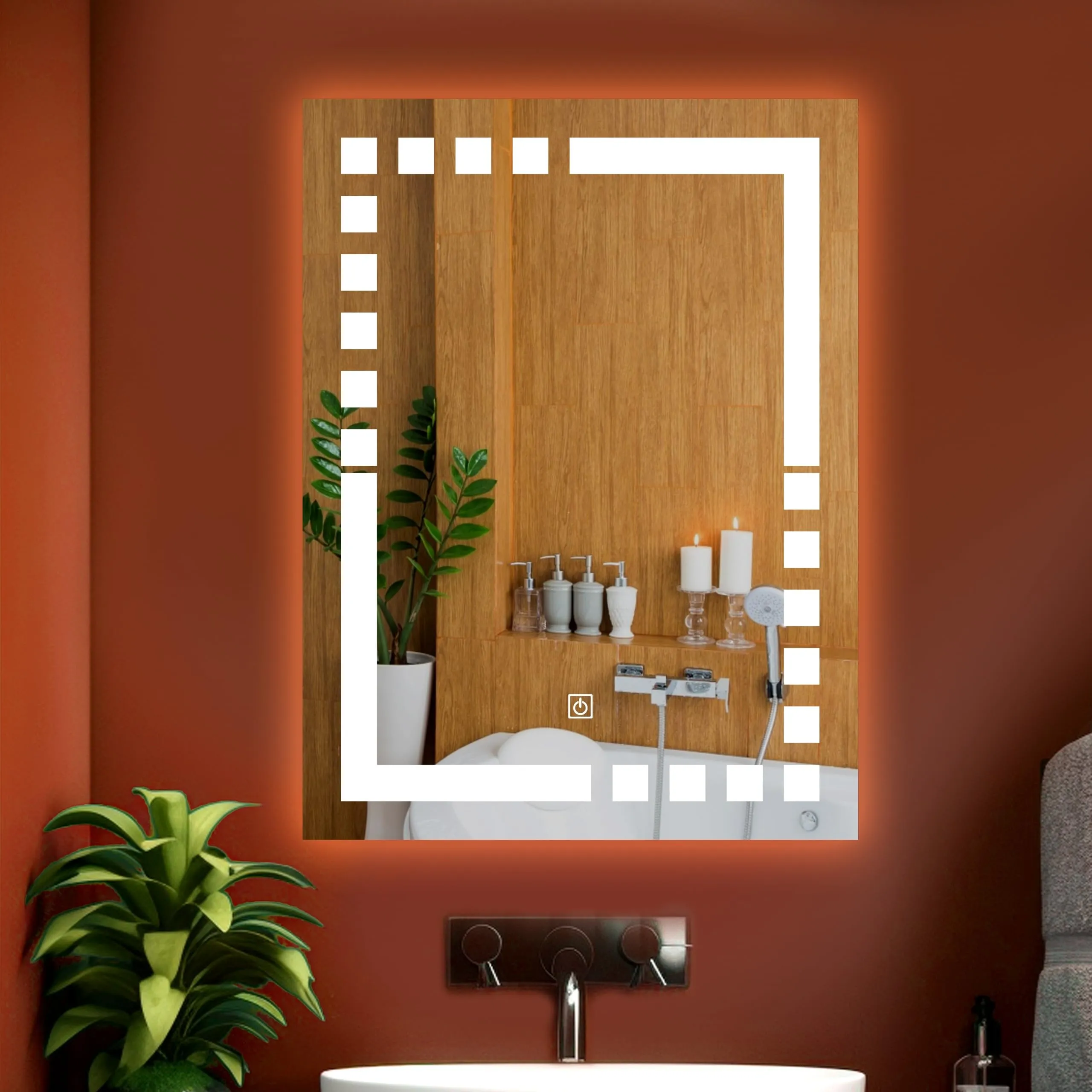 LUPPRA Rectangular Wall Mounting Mirror with Light |Bathroom Mirror,Venity Mirror,Smart Mirror Size 18X24| LED Mirror 3 Tone (Cool White, Natural White, Warm White)