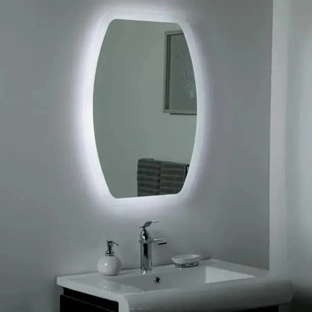 MALLIK DESIGN 3D Modern Imported Touch Sensor Lexy LED Wall Mount Glass Mirror Lights with Backlit LED 24x18 Inches