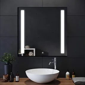 MALLIK DESIGN Sideline Square Led Bathroom Mirror Wall Mounted 24x18 Inch Lighted Vanity Mirror for Bathroom