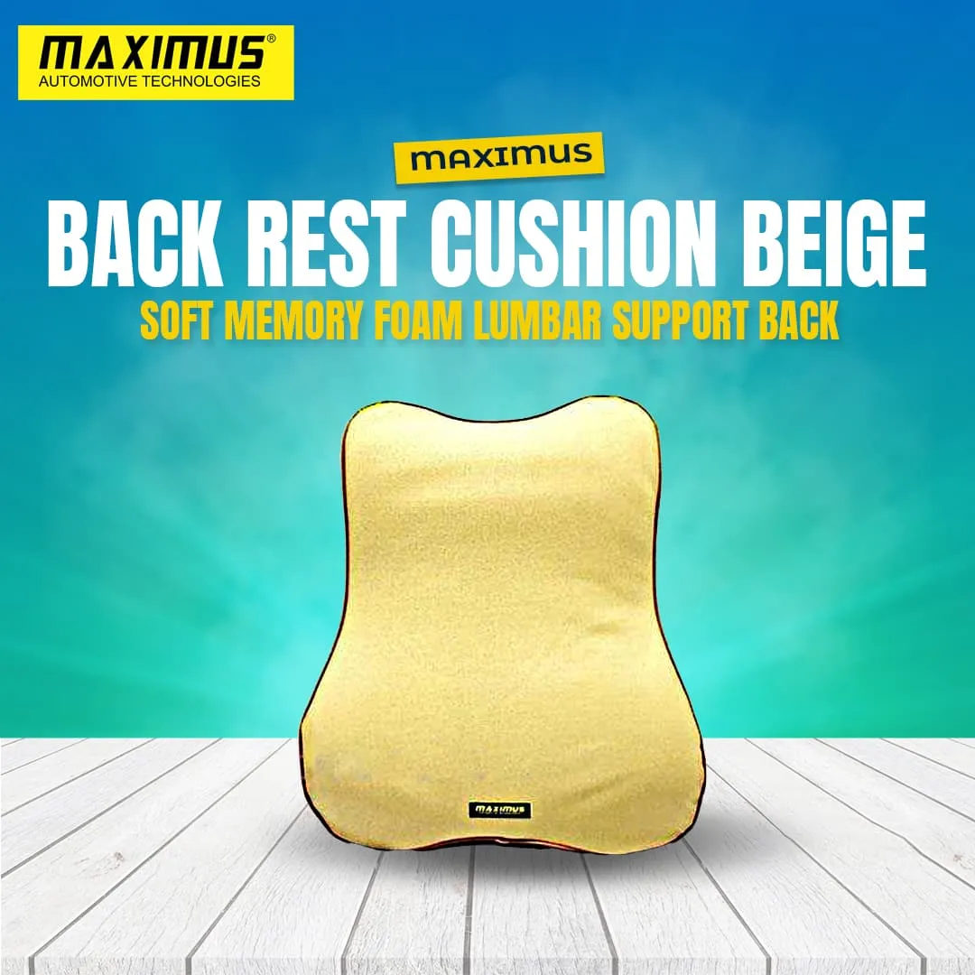 Maximus Back Rest Cushion Beige Soft Memory Foam Lumbar Support Back Massager Waist