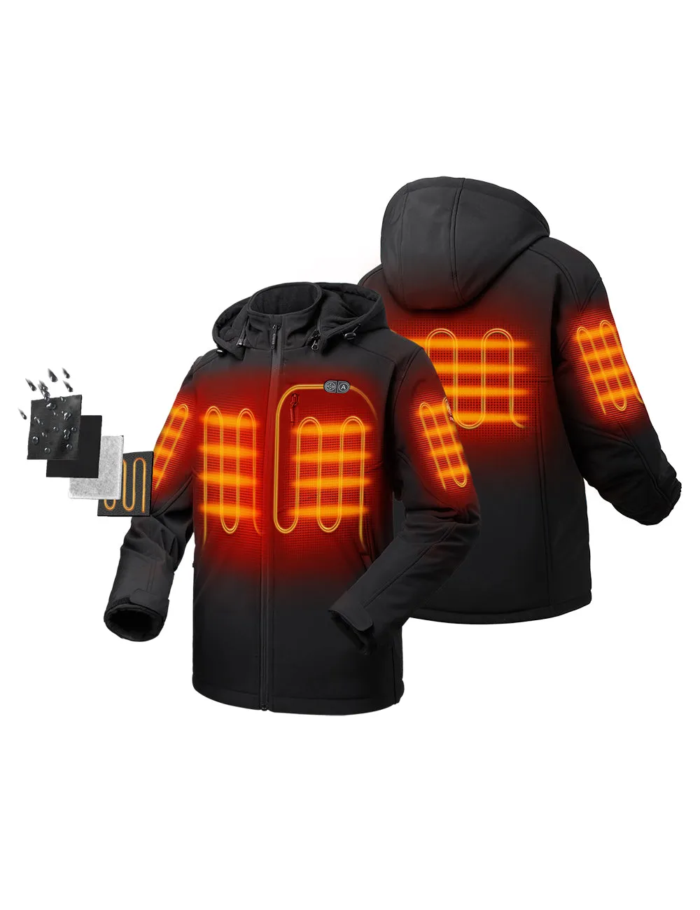 Men's Heated Dual Control Jacket with 5 Heating Zones (Chest Heating)