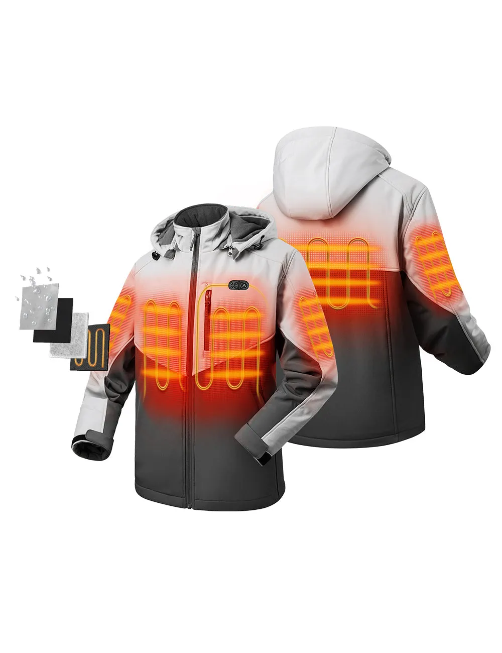 Men's Heated Dual Control Jacket with 5 Heating Zones (Chest Heating)