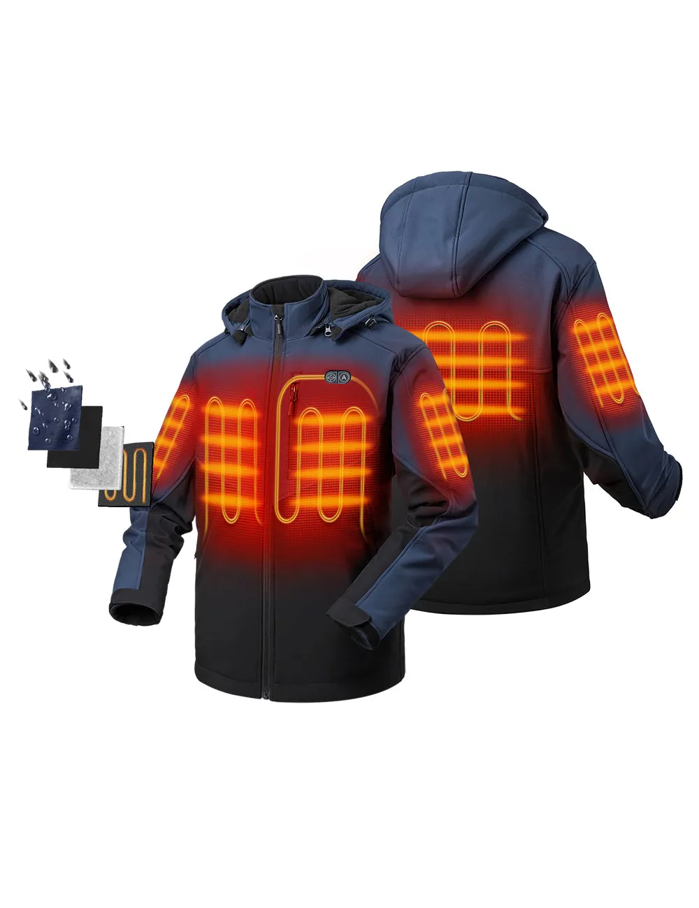 Men's Heated Dual Control Jacket with 5 Heating Zones (Chest Heating)