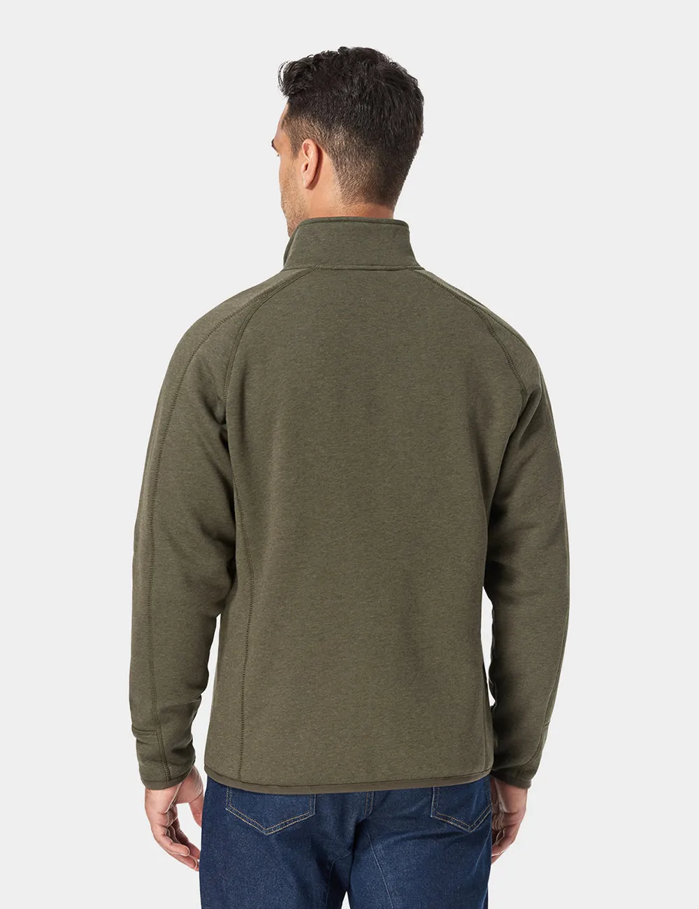 Men's Heated Fleece Jacket - Black/Army Green/Red