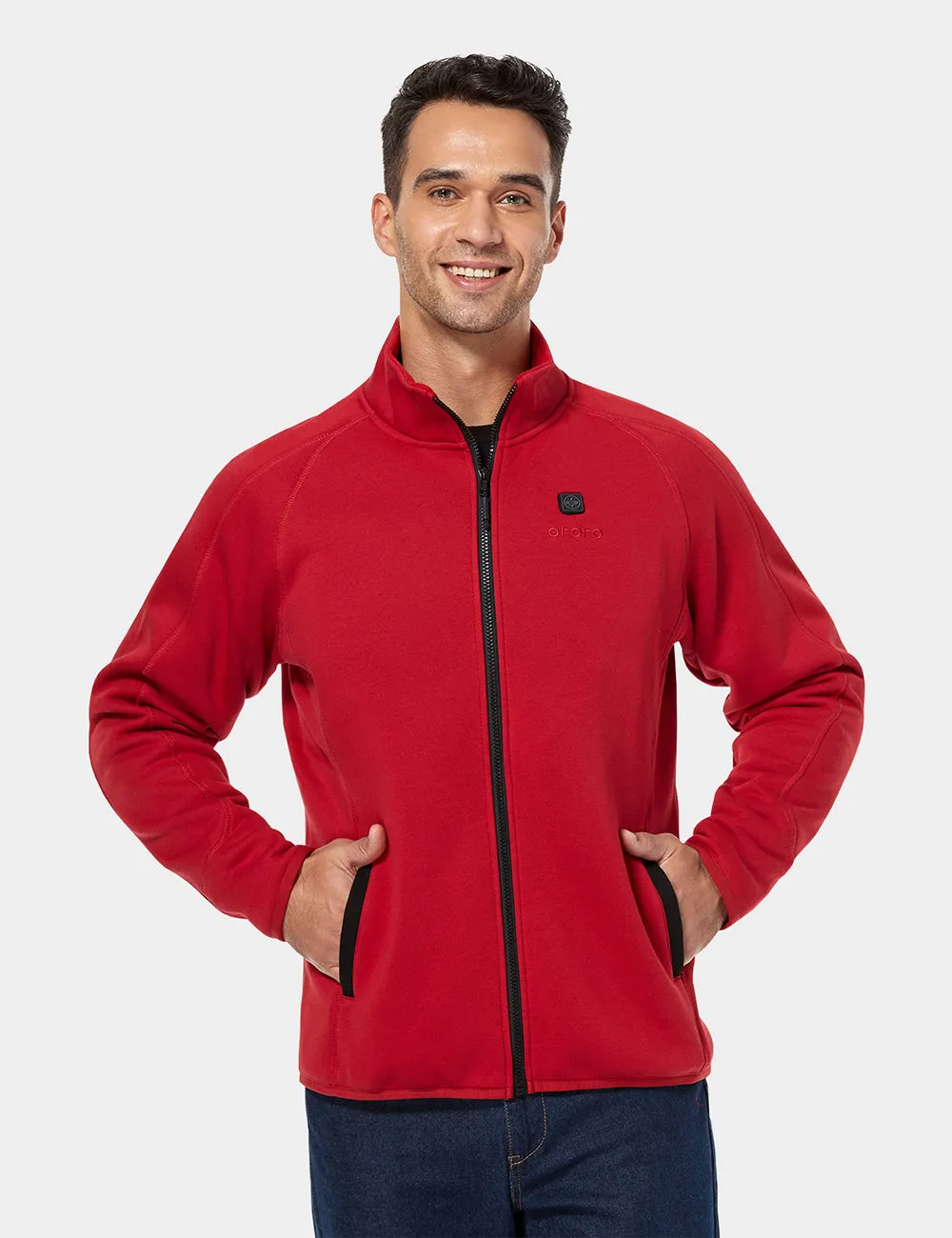 Men's Heated Fleece Jacket - Black/Army Green/Red