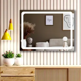 NEVEX Horizontal Wall Mounting Led Mirror with Bathroom,Light Mirror for Wash Besin,Size 18X24 inch|Mirror with Light 3 Tone (Cool White, Natural White, Warm White).