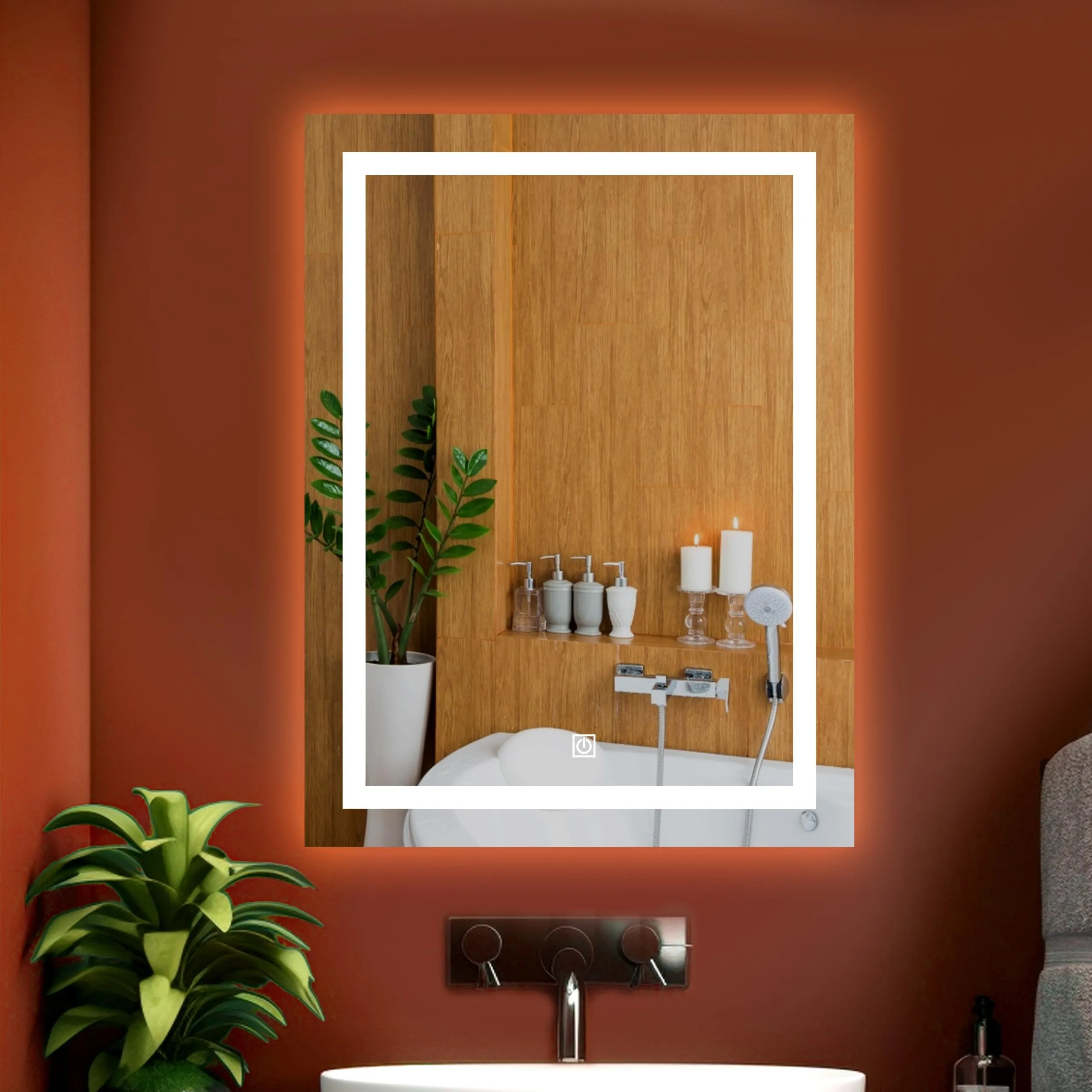 NEVEX Rectangle Wall Mounting Led Mirror with Bathroom,Light Mirror for Wash Besin,Size 18X24 inch|Mirror with Light 3 Tone (Cool White, Natural White, Warm White).