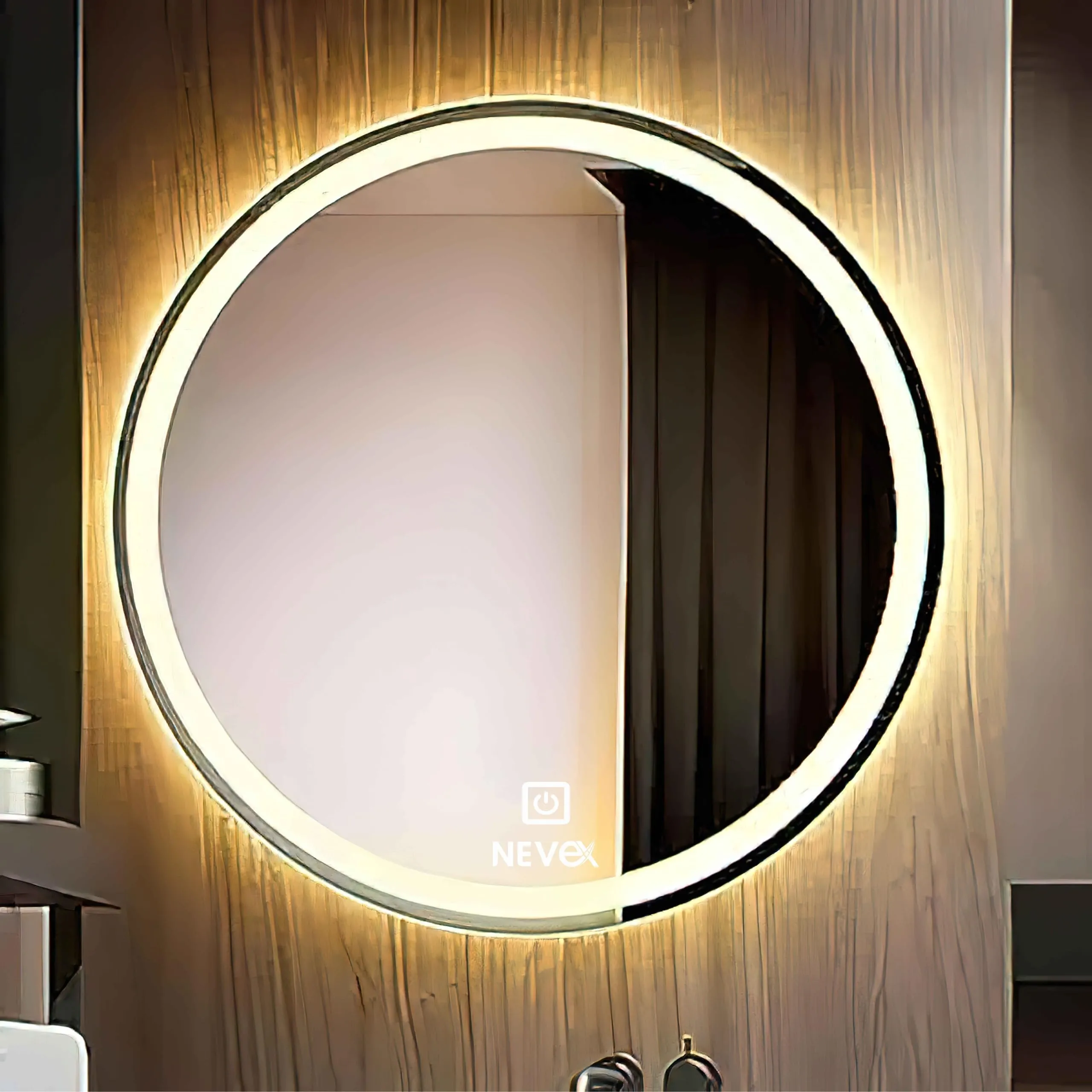 NEVEX Round Wall Mounting Led Mirror with Bathroom,Light Mirror for Wash Besin,Size 24X24 inch|Mirror with Light 3 Tone (Cool White, Natural White, Warm White).