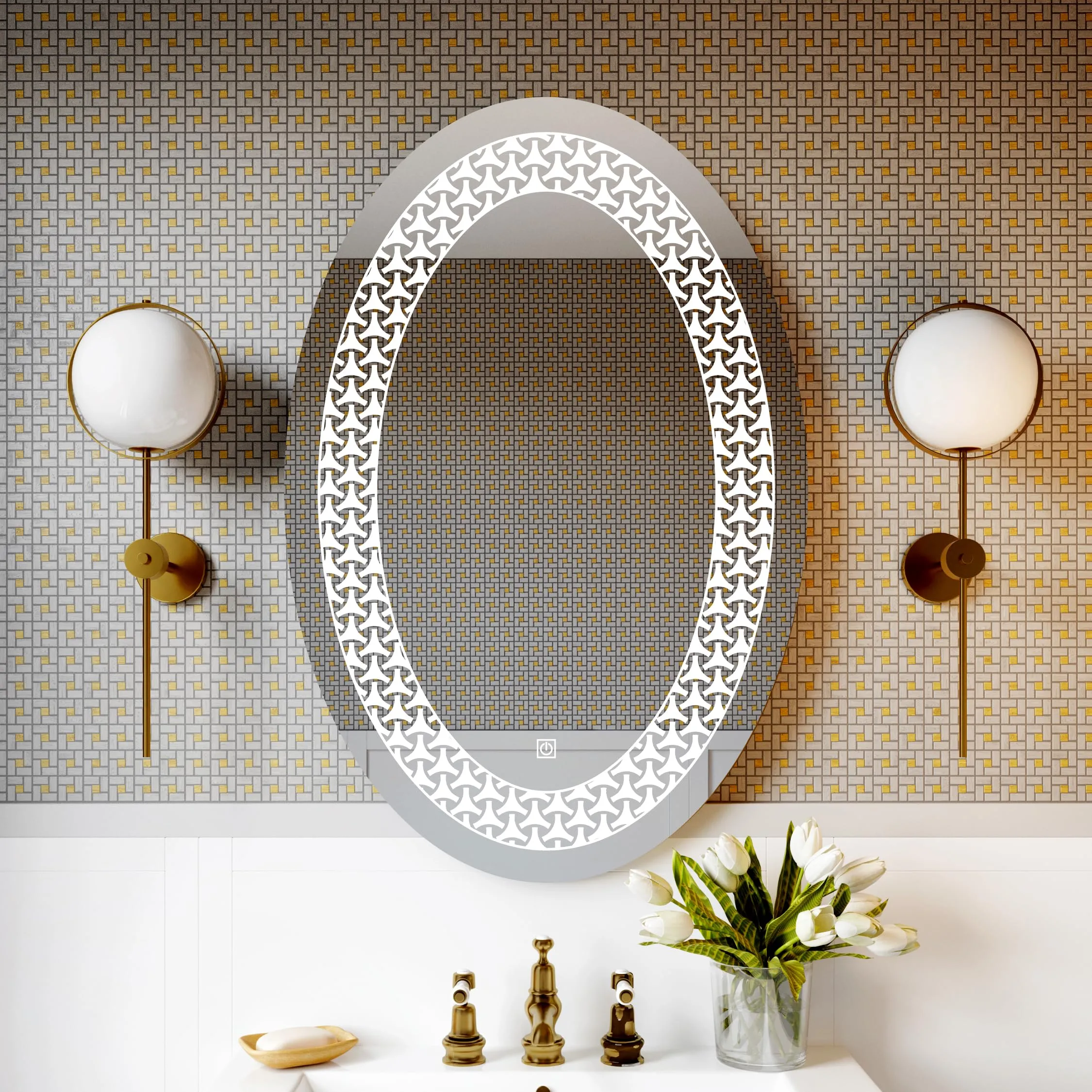 Oval LED Bathroom Mirror with 3 Lighting Options (Warm, White, Natural White) - Stylish Illumination for Your Wash Basin(18 X24 INCH)