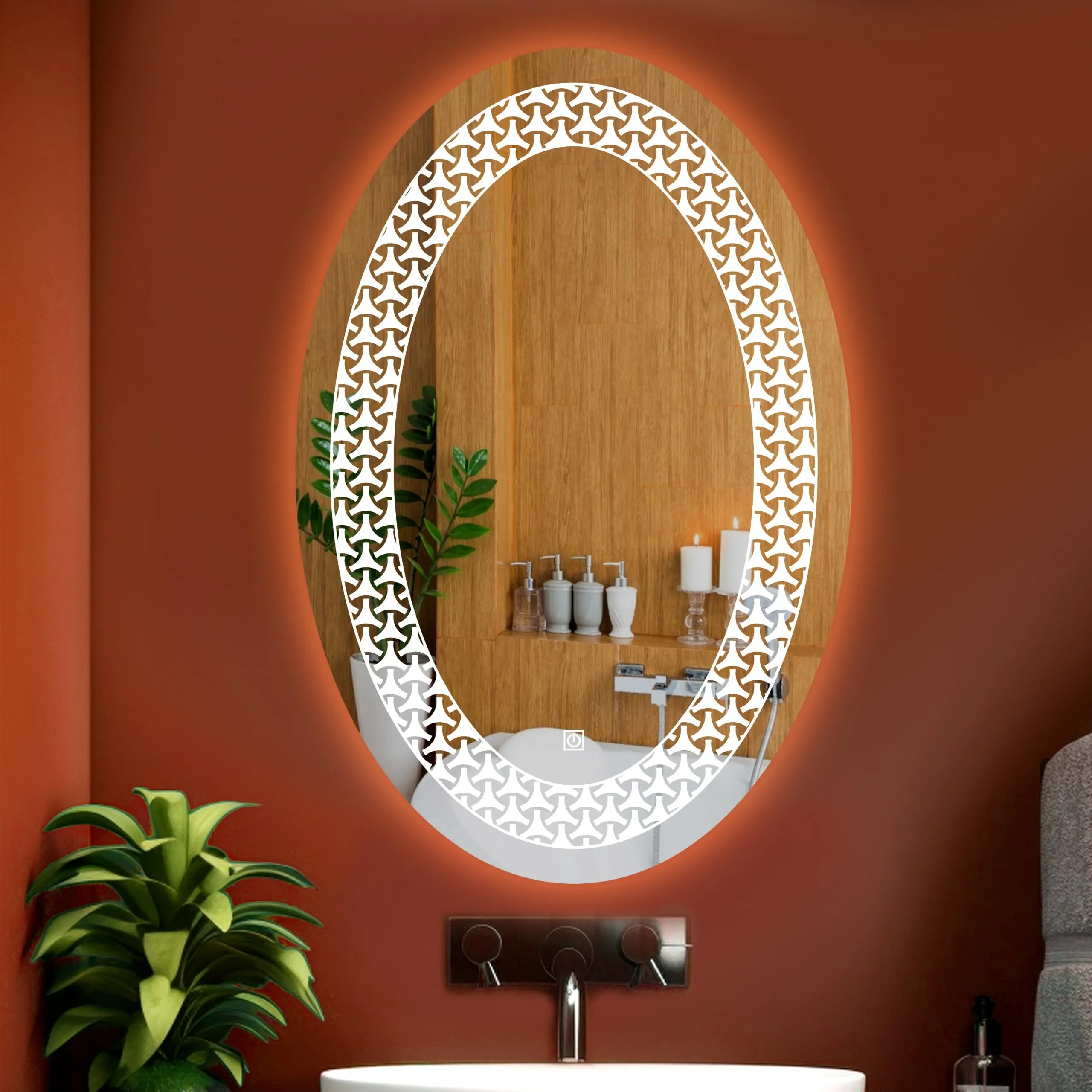 Oval LED Bathroom Mirror with 3 Lighting Options (Warm, White, Natural White) - Stylish Illumination for Your Wash Basin(18 X24 INCH)