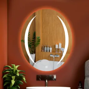 Oval Led Bathroom Wall Mount Mirror With 3 Lighting Options (Warm, White, Natural White) - Stylish Illumination For Your Wash Basin 18 X24 Inch, Framed