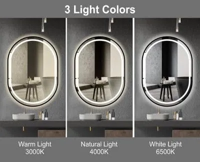 PLAZZIO Capsule LED Bathroom Mirror with Touch Sensor and 3 Light Mode (Warm, White, Natural White) for Your Wash Basin (18x24 Inch)